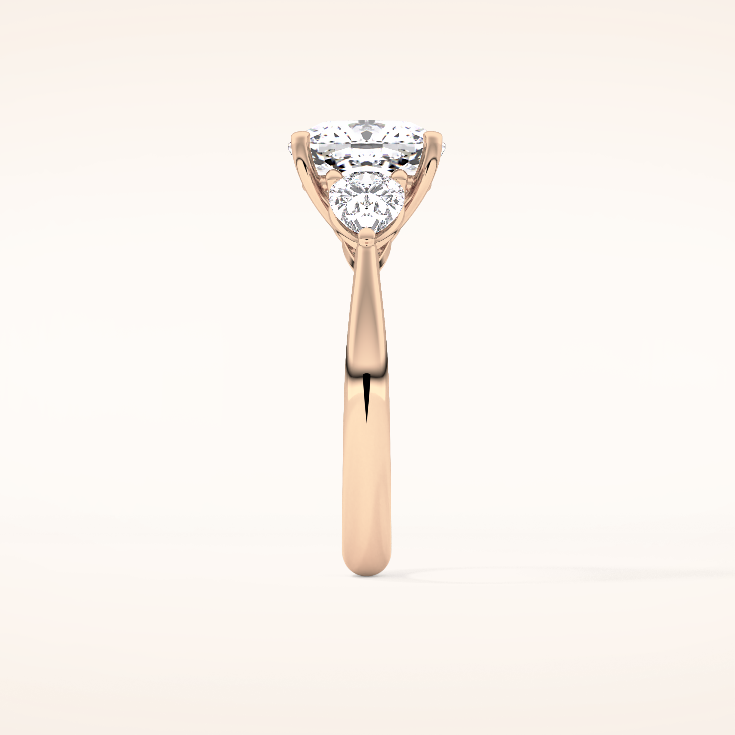 3.19 CT Cushion Shaped Three Stone Moissanite Engagement Ring