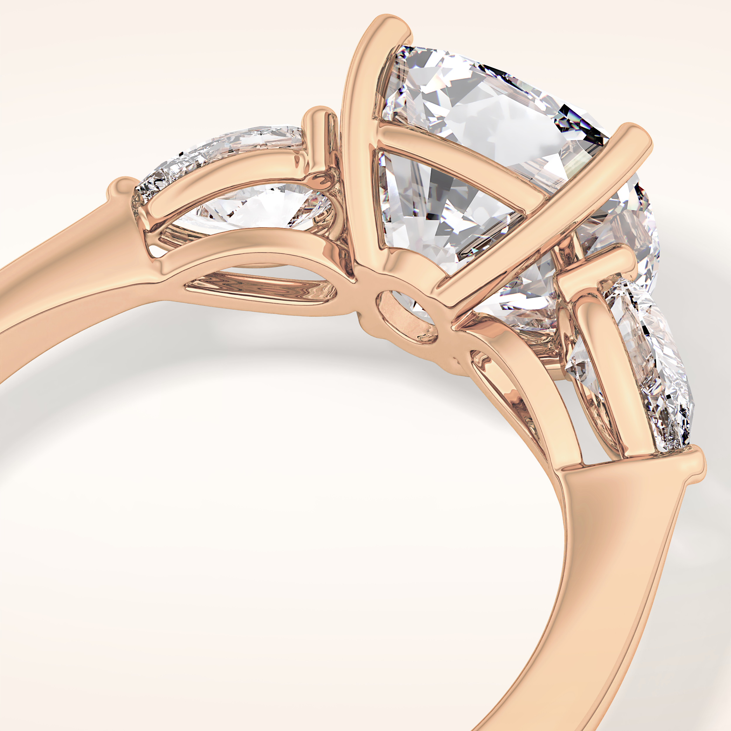 3.19 CT Cushion Shaped Three Stone Moissanite Engagement Ring