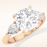 3.19 CT Cushion Shaped Three Stone Moissanite Engagement Ring