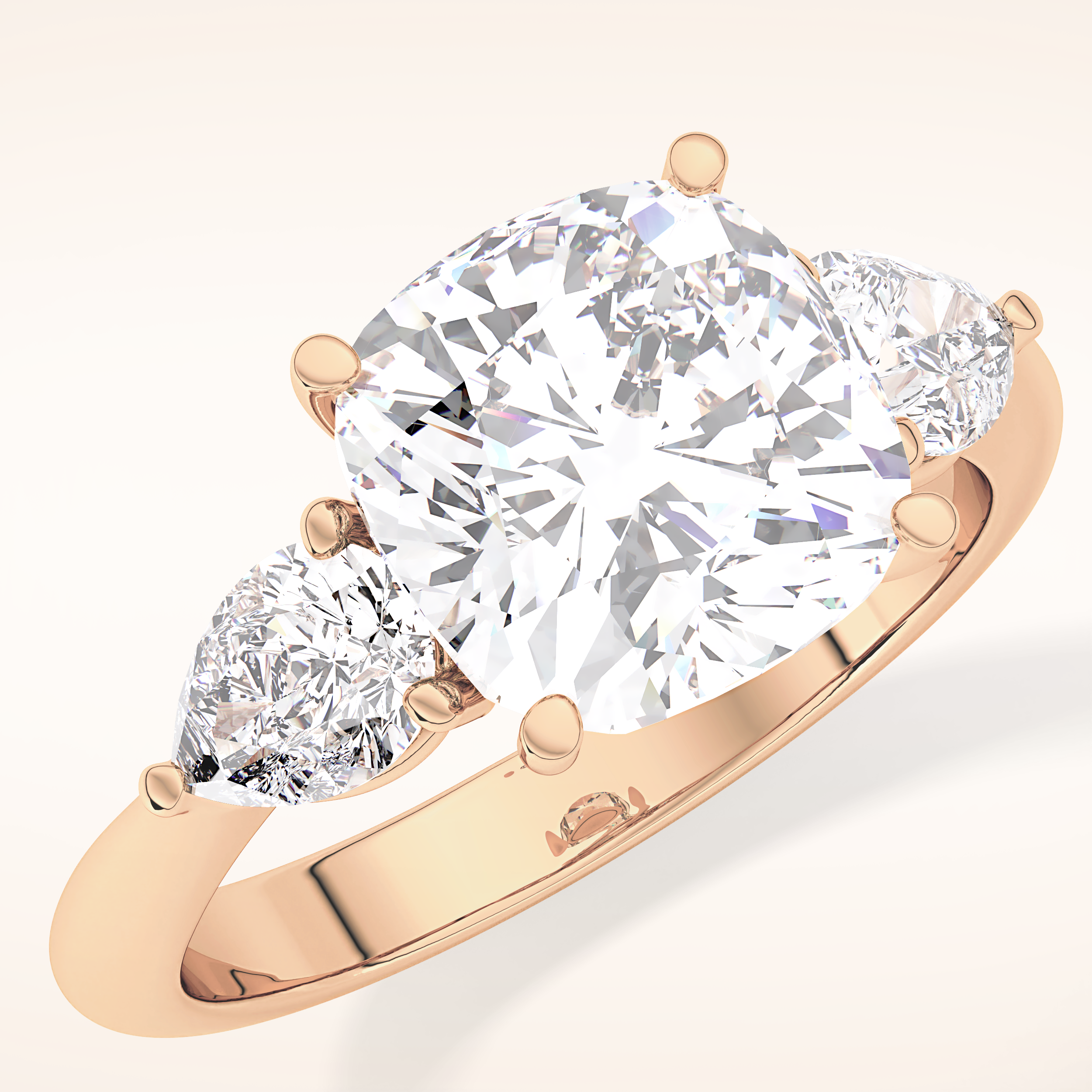 3.19 CT Cushion Shaped Three Stone Moissanite Engagement Ring