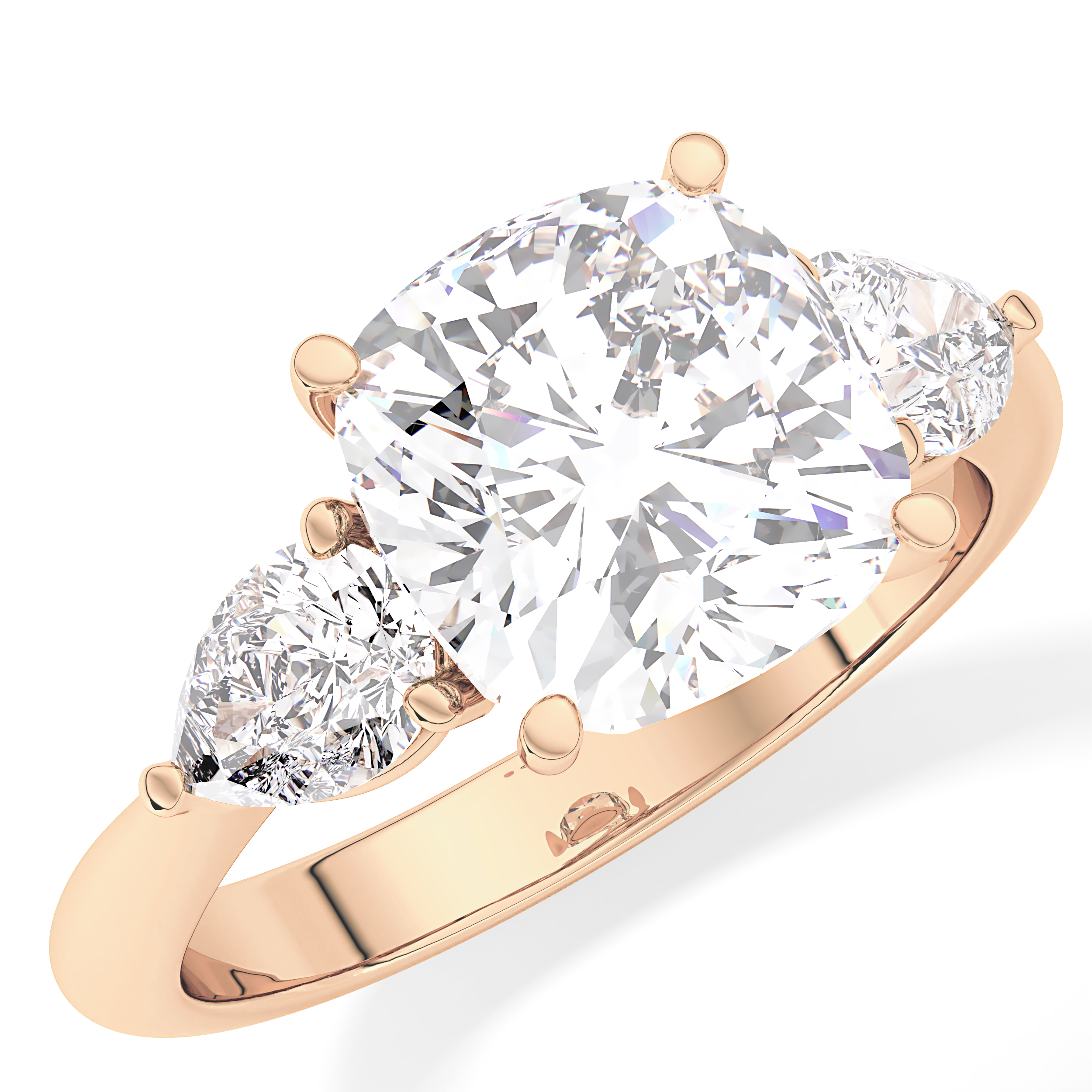 Cushion Three Stone Lab Grown Diamond Engagement Ring