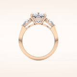 3.19 CT Cushion Shaped Three Stone Moissanite Engagement Ring