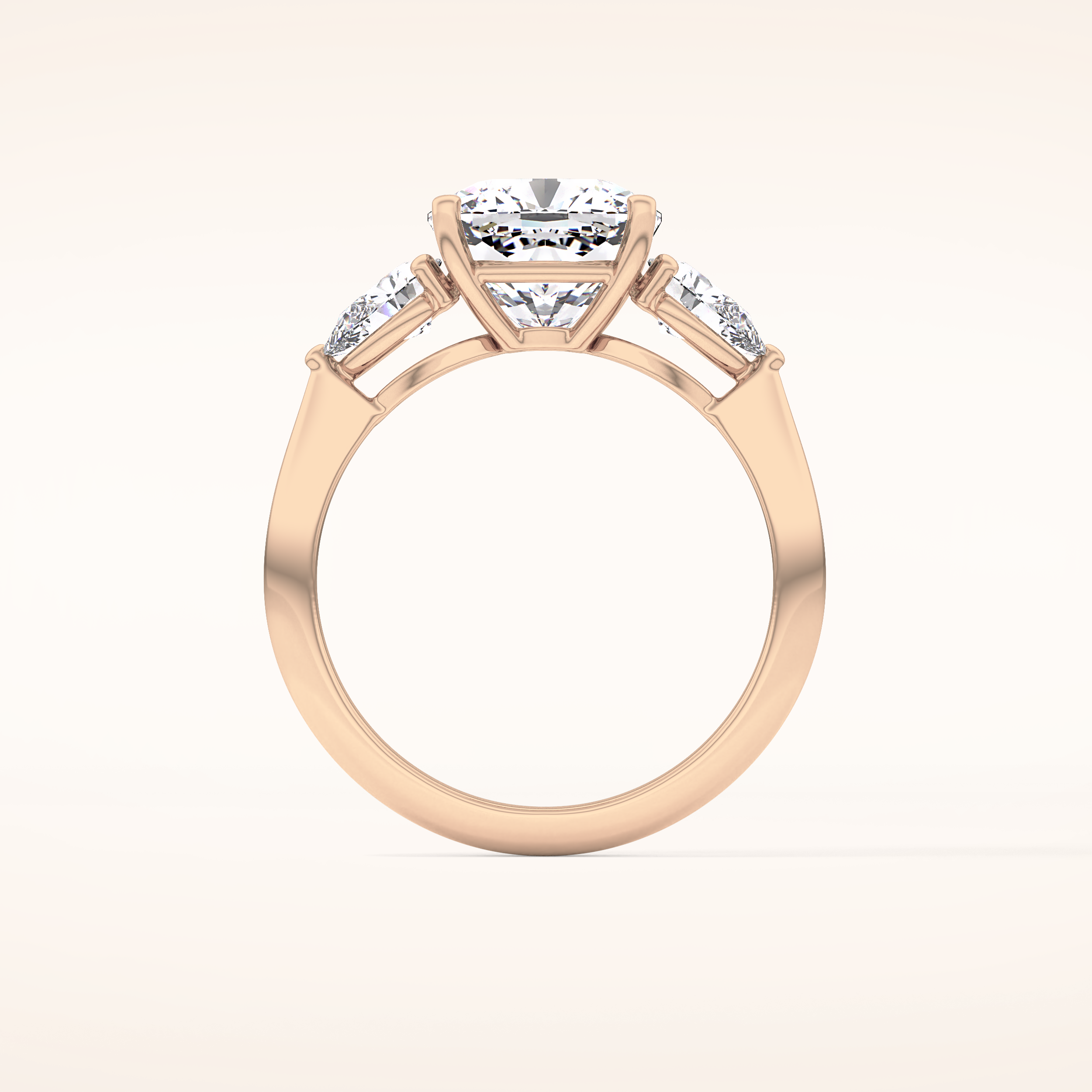 3.19 CT Cushion Shaped Three Stone Moissanite Engagement Ring