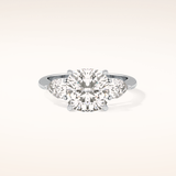 3.19 CT Cushion Shaped Three Stone Moissanite Engagement Ring
