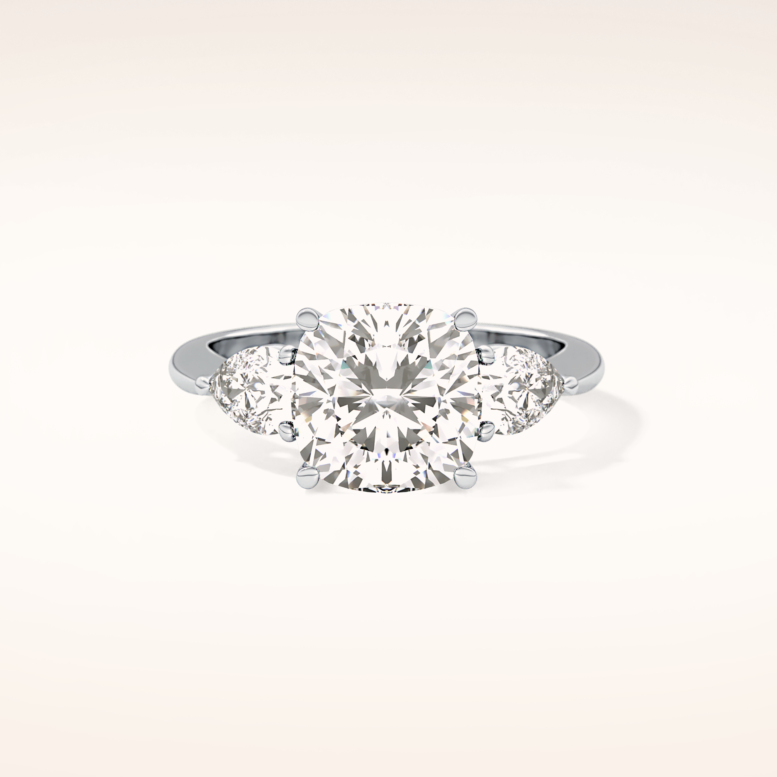 3.19 CT Cushion Shaped Three Stone Moissanite Engagement Ring