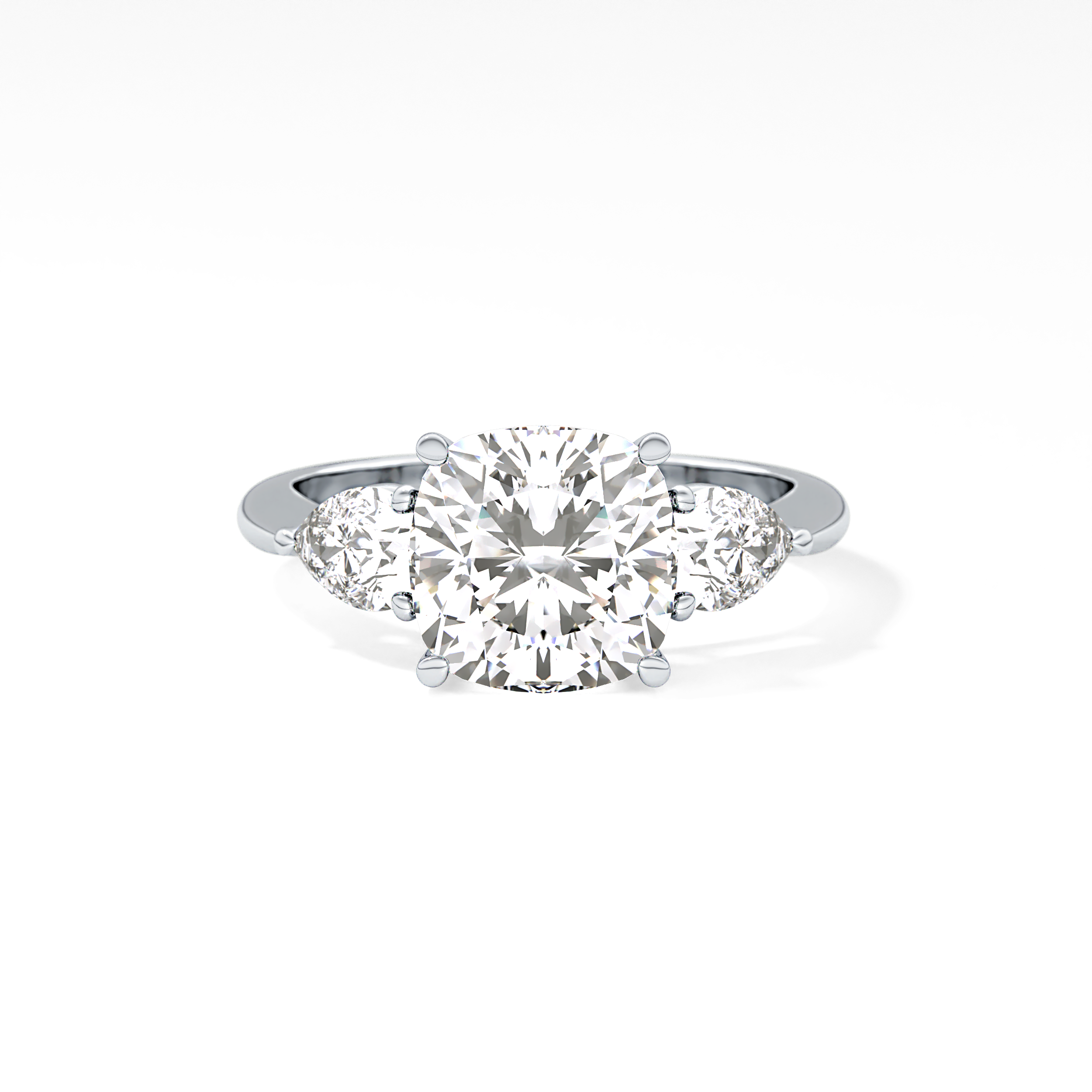 Cushion Three Stone Lab Grown Diamond Engagement Ring