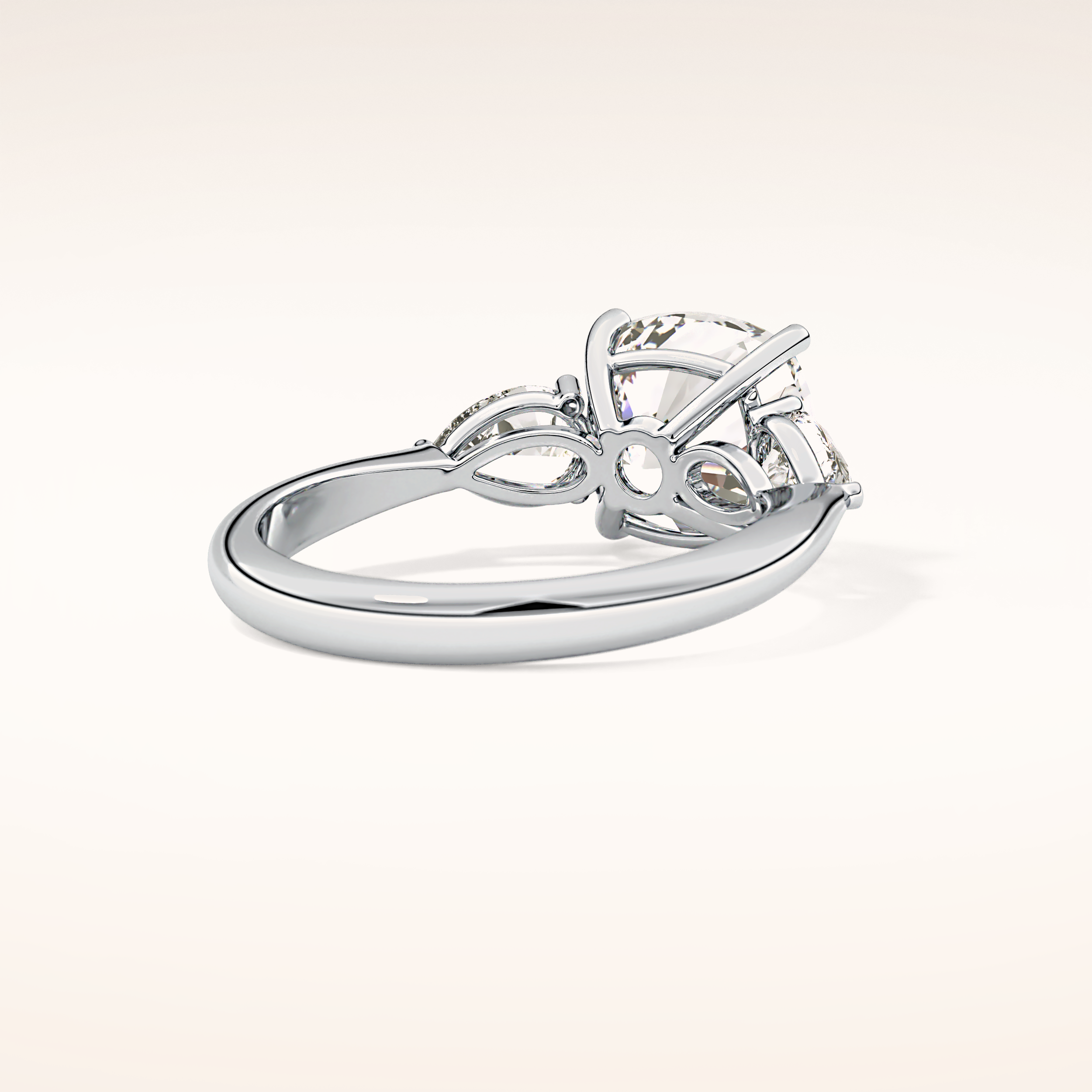 3.19 CT Cushion Shaped Three Stone Moissanite Engagement Ring