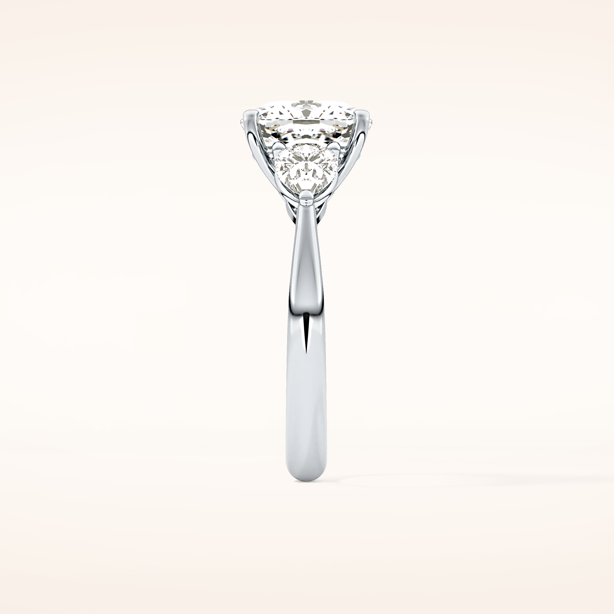 3.19 CT Cushion Shaped Three Stone Moissanite Engagement Ring