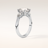 3.19 CT Cushion Shaped Three Stone Moissanite Engagement Ring