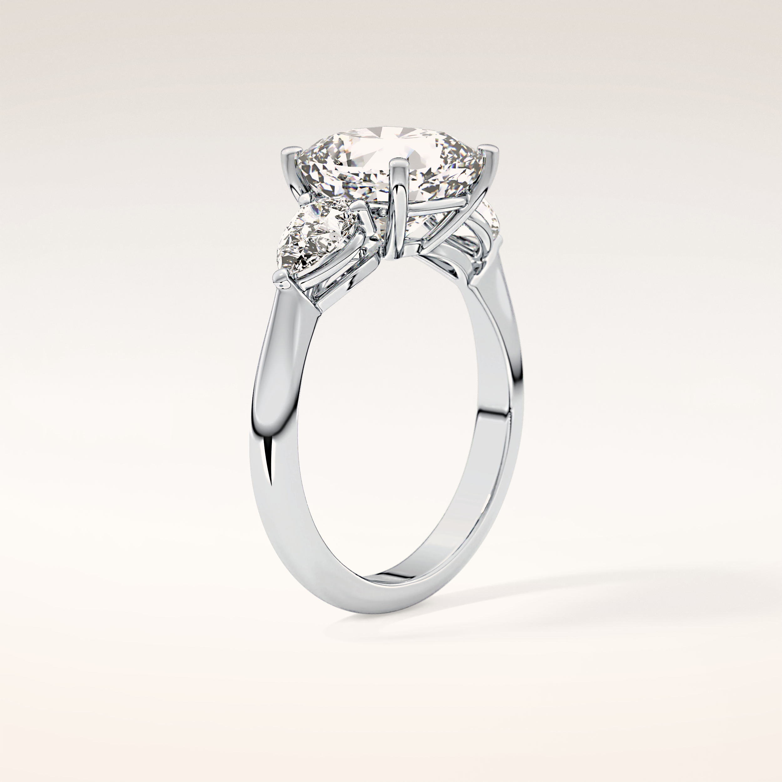 3.19 CT Cushion Shaped Three Stone Moissanite Engagement Ring