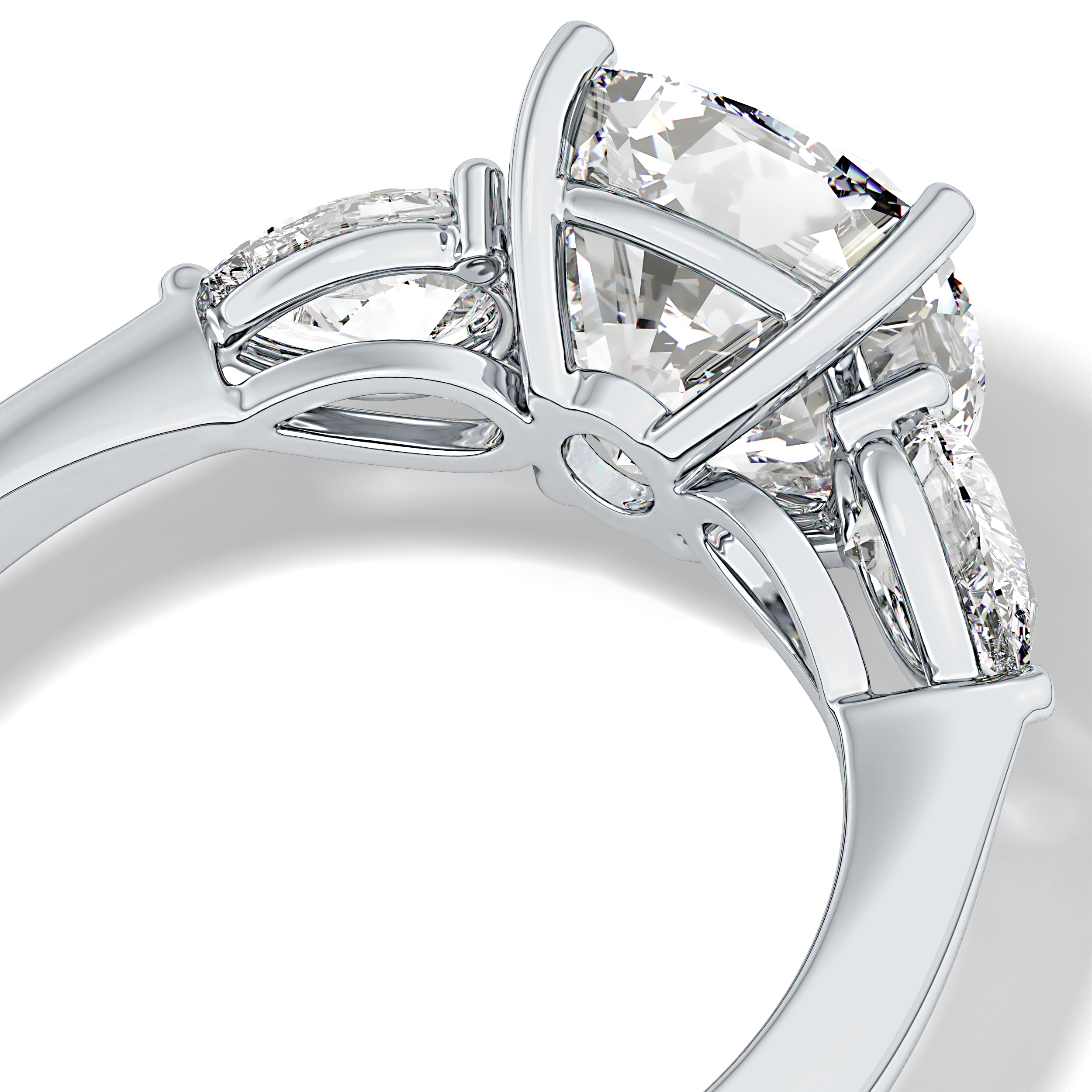 Cushion Three Stone Lab Grown Diamond Engagement Ring