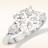 3.19 CT Cushion Shaped Three Stone Moissanite Engagement Ring