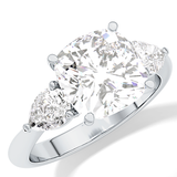 Cushion Three Stone Lab Grown Diamond Engagement Ring