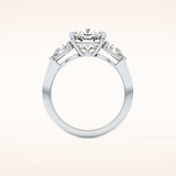 3.19 CT Cushion Shaped Three Stone Moissanite Engagement Ring