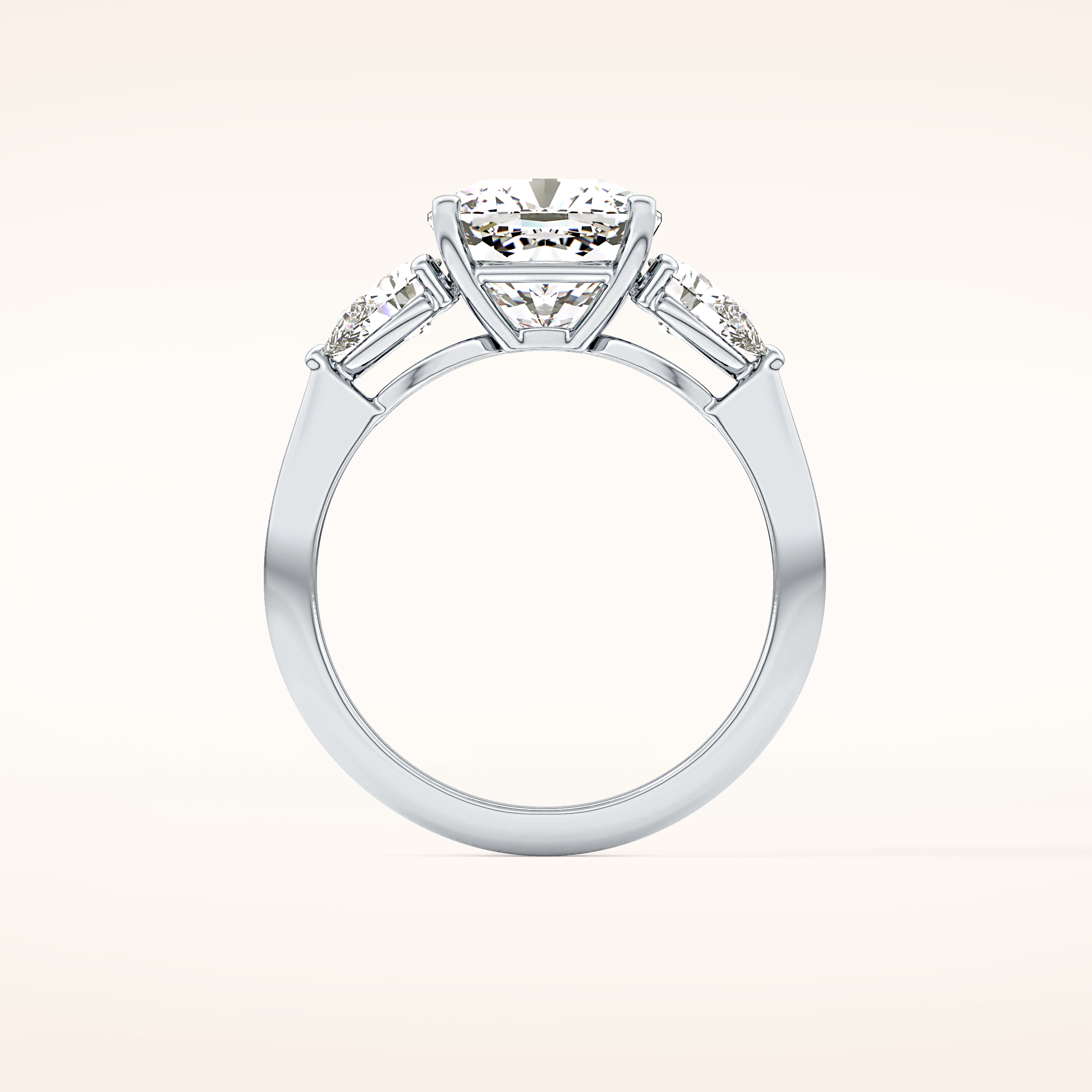 3.19 CT Cushion Shaped Three Stone Moissanite Engagement Ring