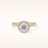 0.72 CT Round Shaped Halo & Pave Moissanite Engagement Ring