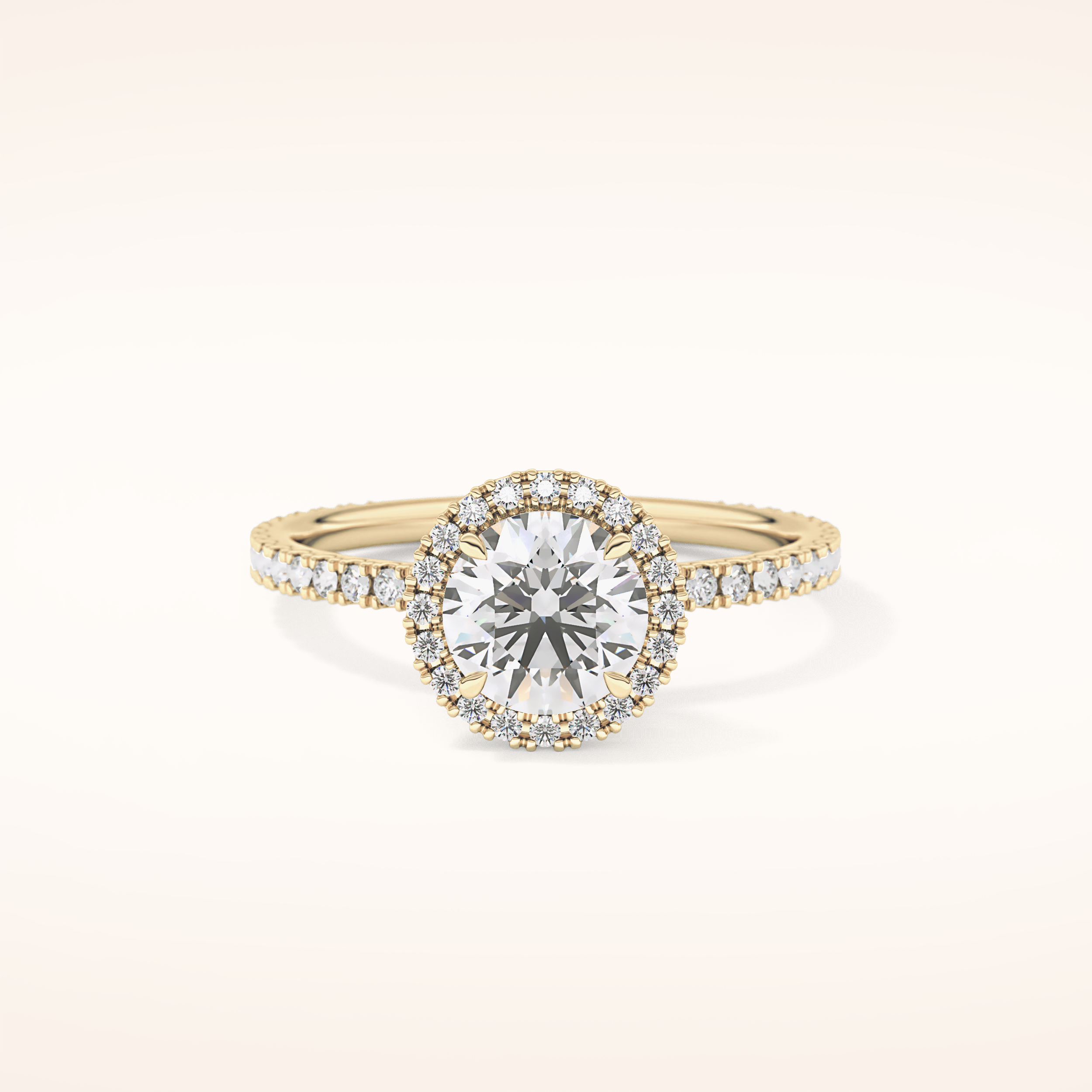 0.72 CT Round Shaped Halo & Pave Moissanite Engagement Ring