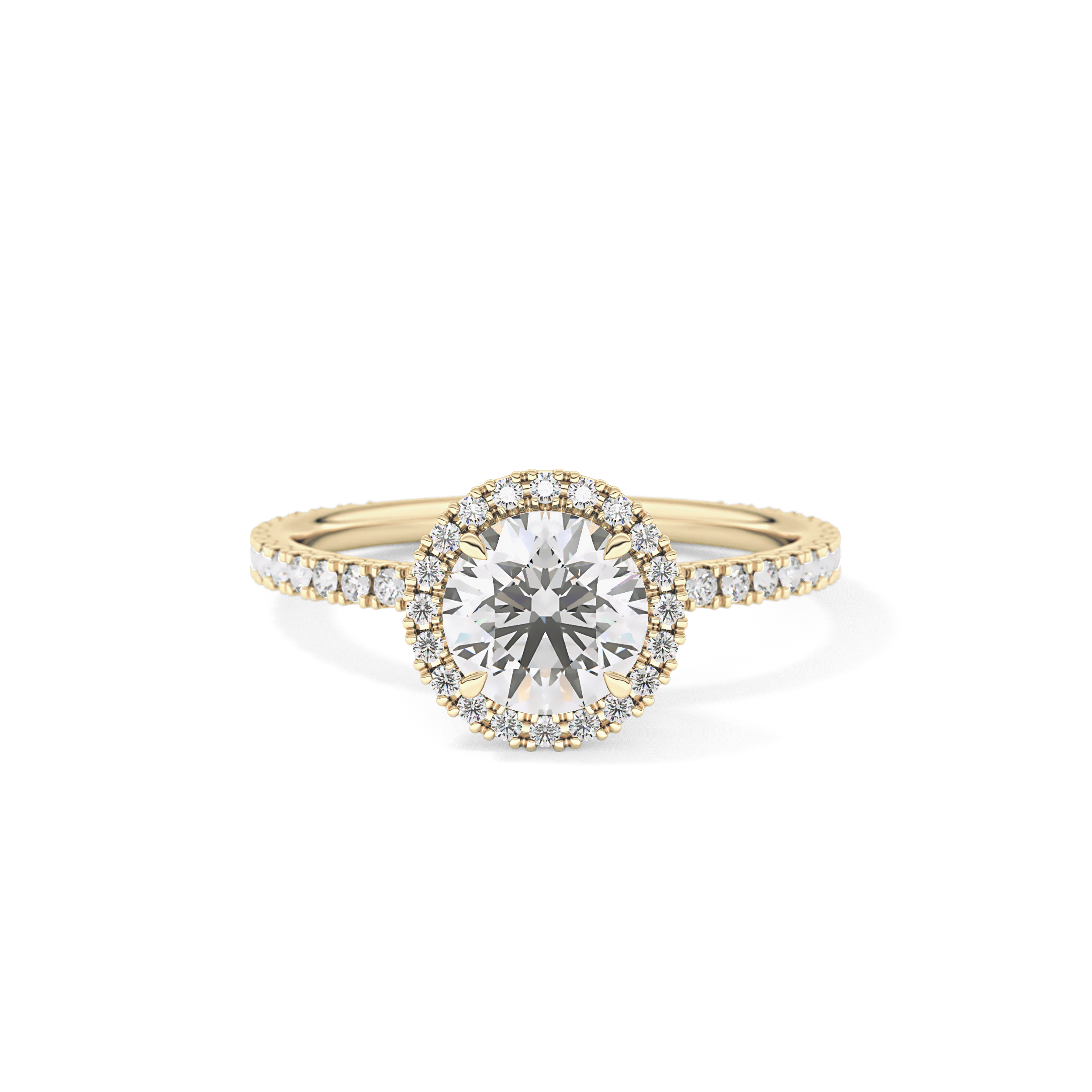 Round Halo & Pave Lab Grown Diamond Engagement Ring