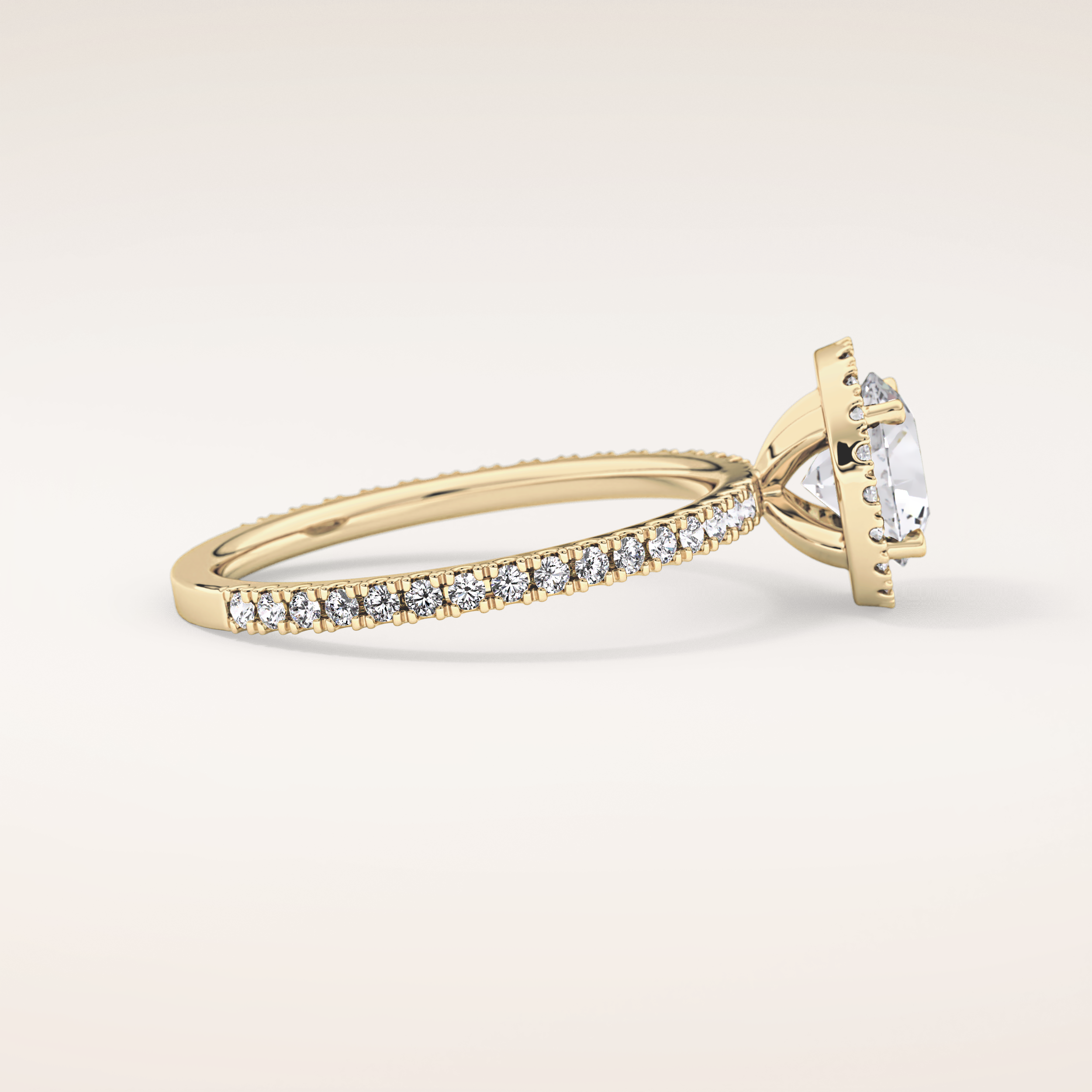 0.72 CT Round Shaped Halo & Pave Moissanite Engagement Ring
