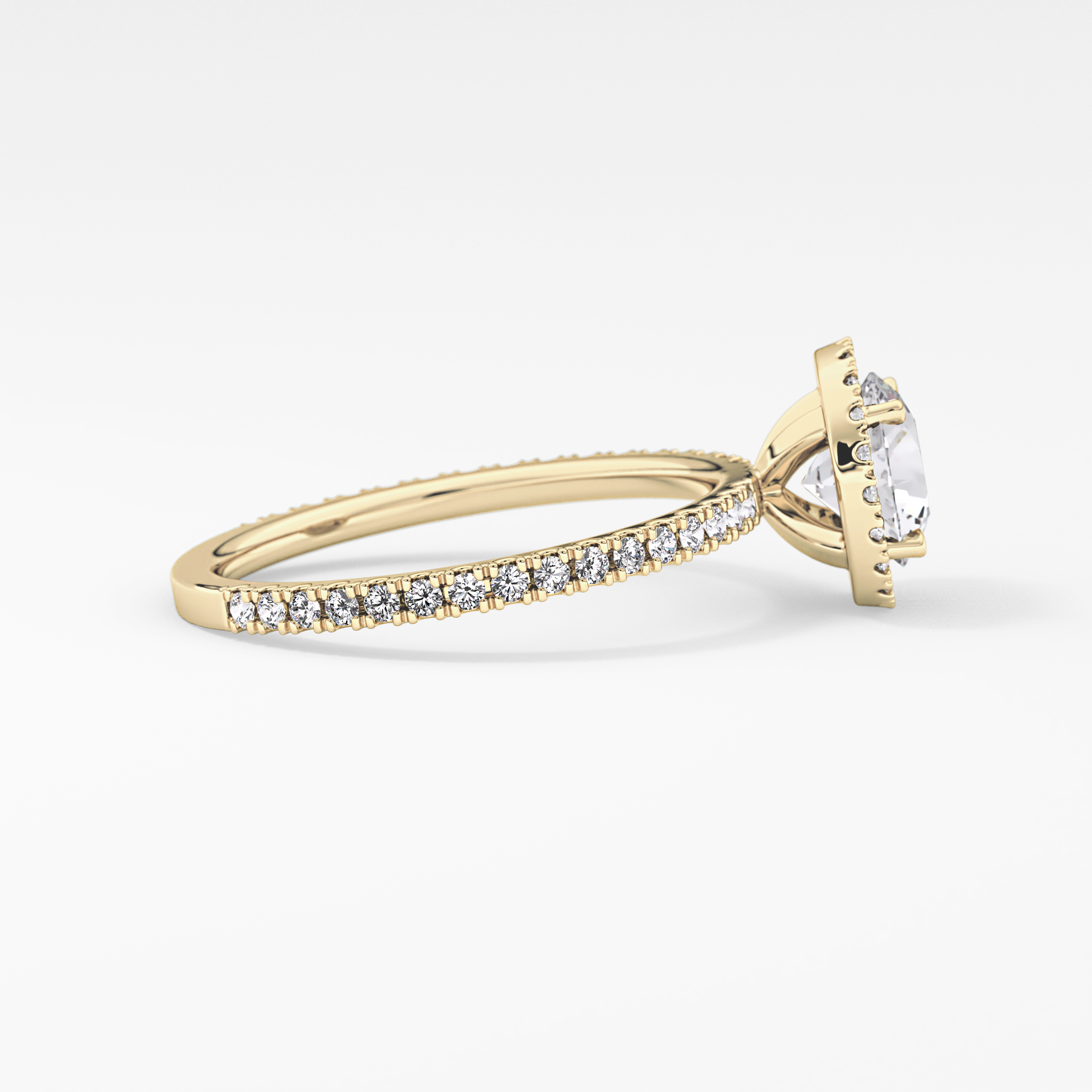 Round Halo & Pave Lab Grown Diamond Engagement Ring