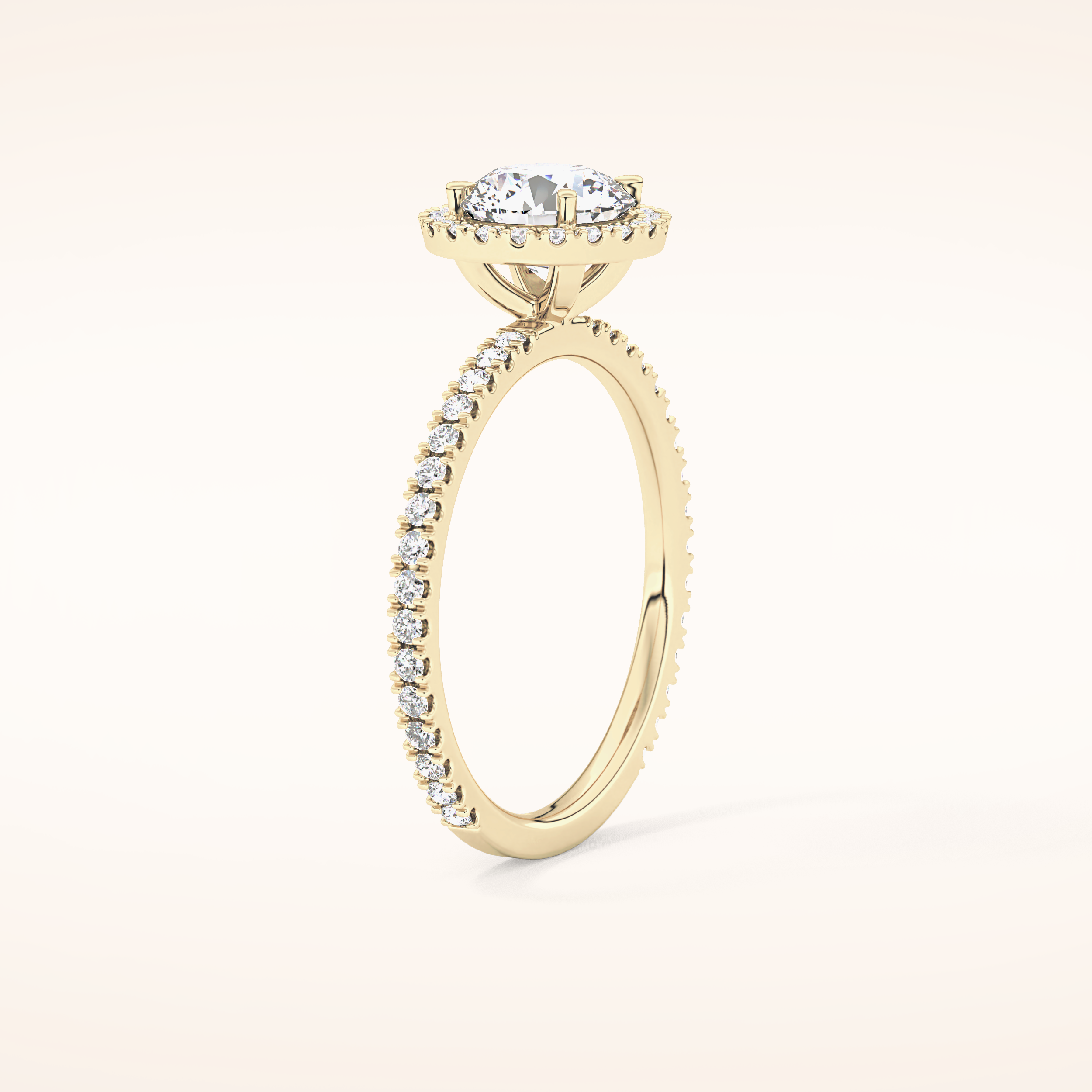 0.72 CT Round Shaped Halo & Pave Moissanite Engagement Ring