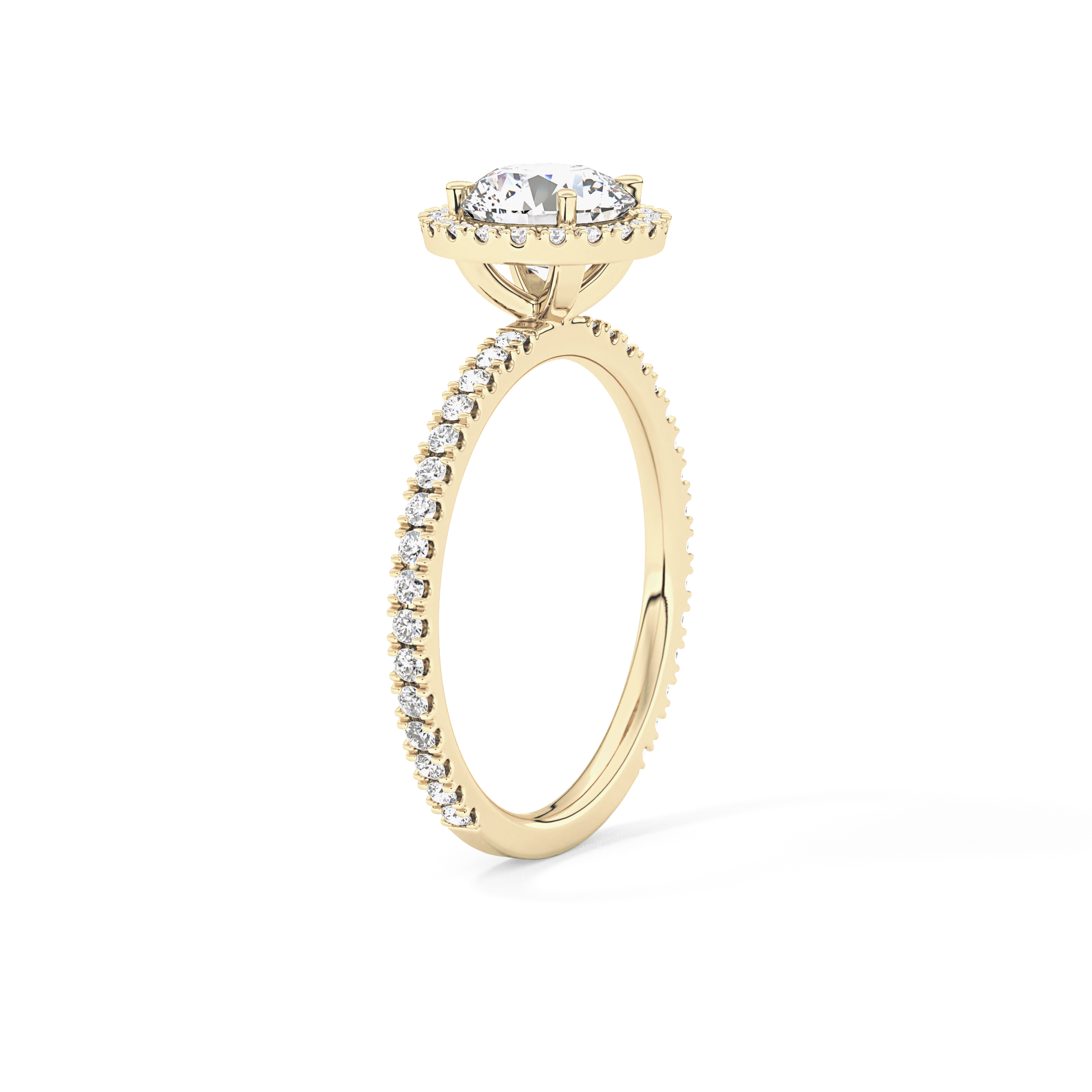 Round Halo & Pave Lab Grown Diamond Engagement Ring