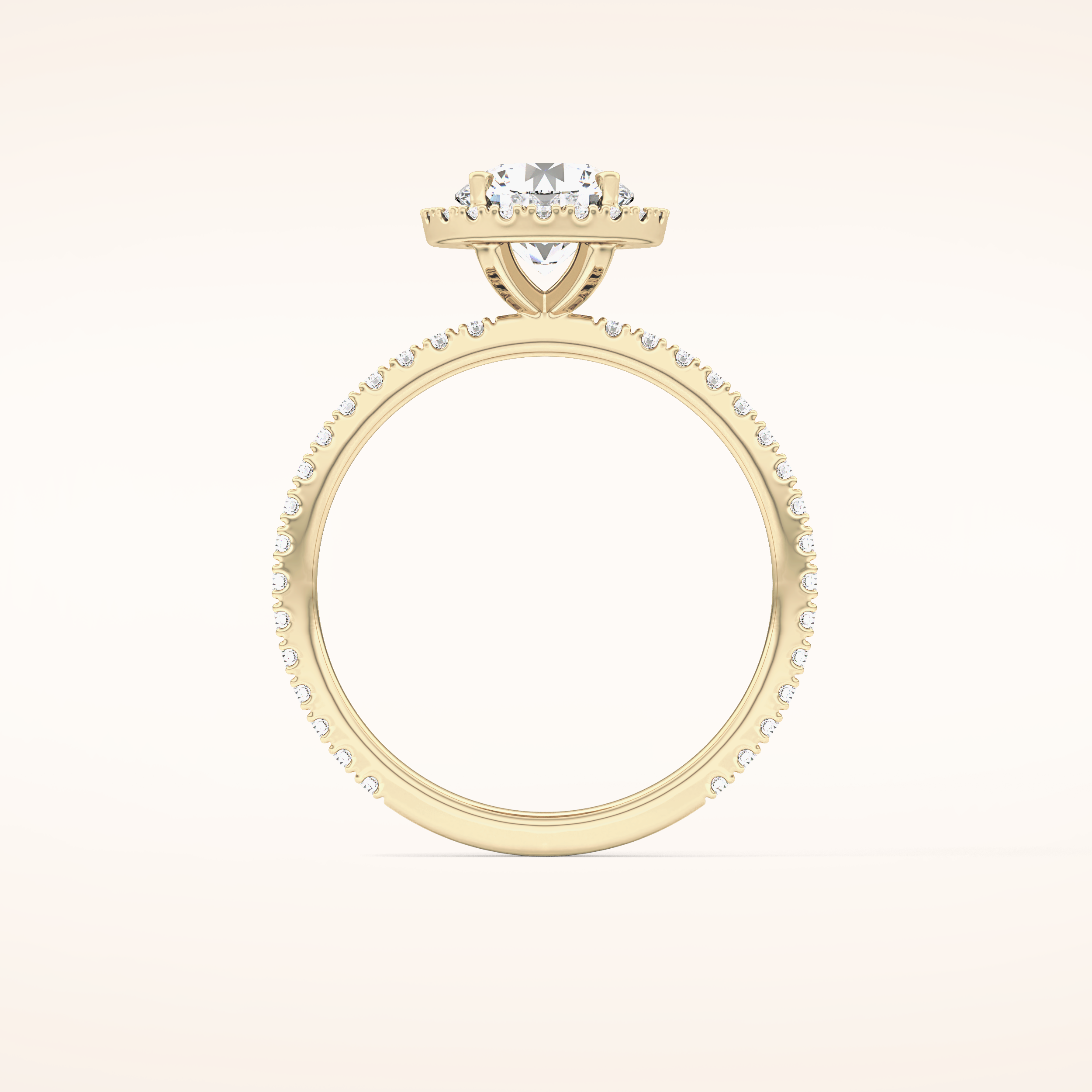 0.72 CT Round Shaped Halo & Pave Moissanite Engagement Ring