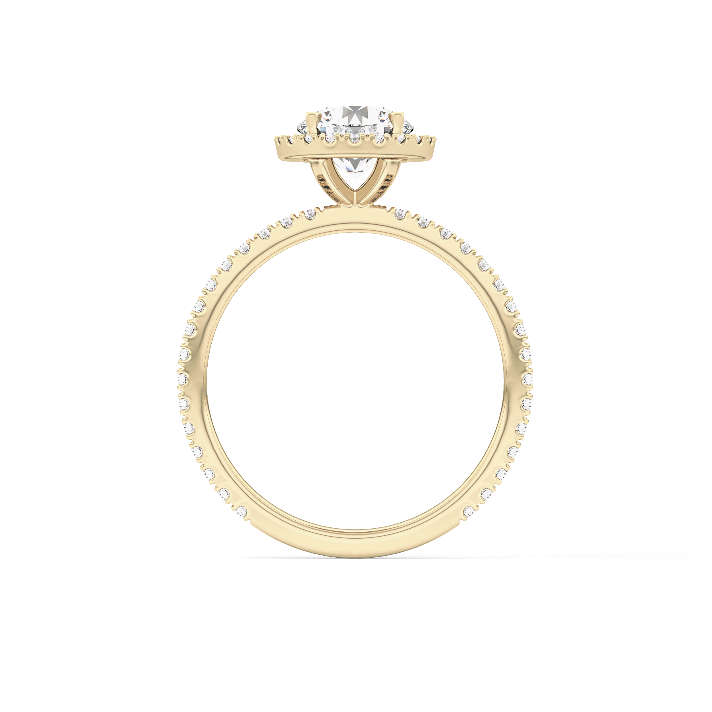 Round Halo & Pave Lab Grown Diamond Engagement Ring