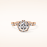 0.72 CT Round Shaped Halo & Pave Moissanite Engagement Ring