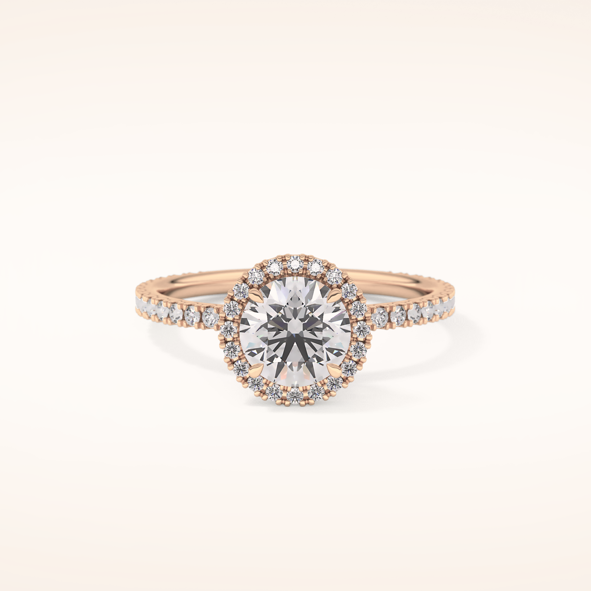 0.72 CT Round Shaped Halo & Pave Moissanite Engagement Ring