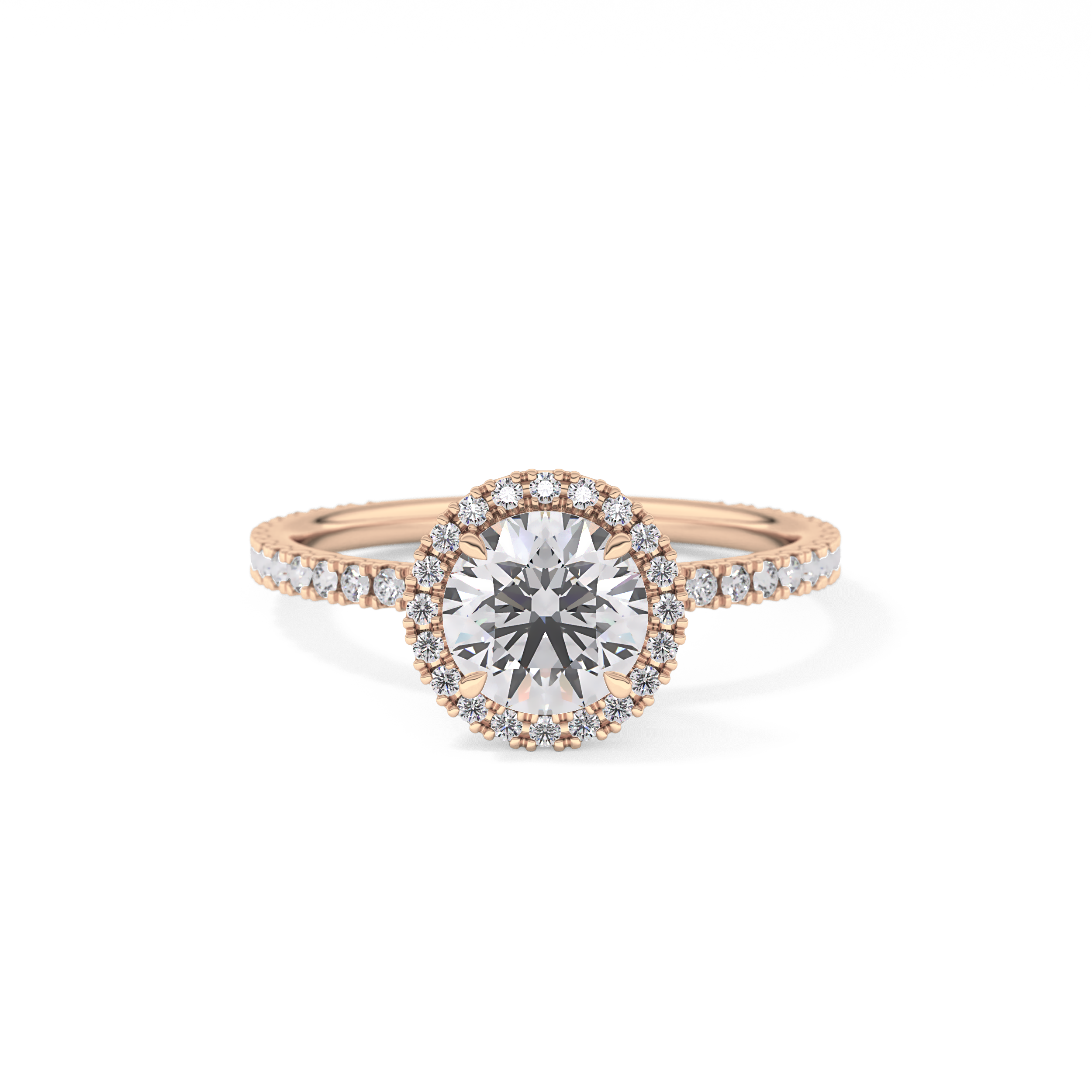 Round Halo & Pave Lab Grown Diamond Engagement Ring
