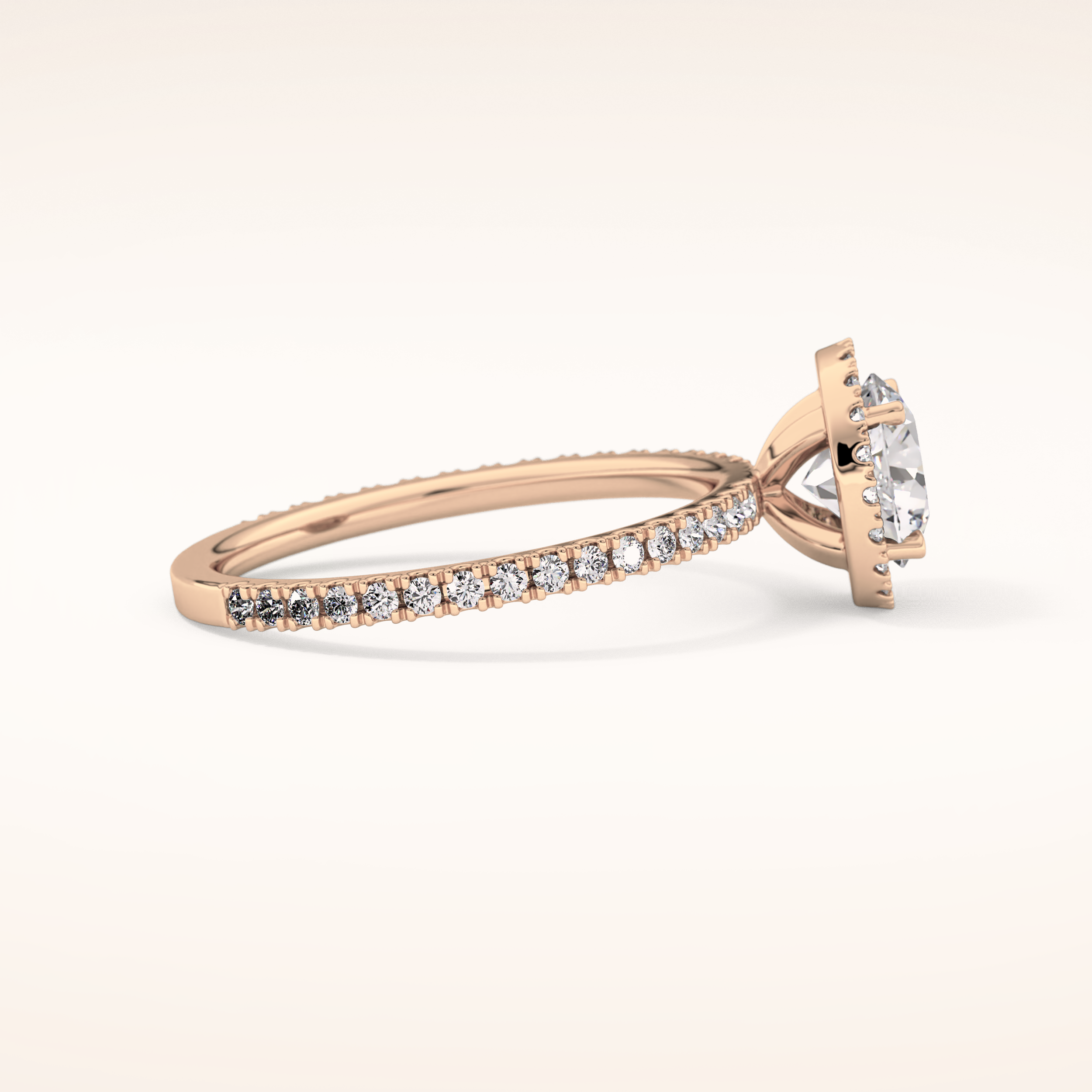 0.72 CT Round Shaped Halo & Pave Moissanite Engagement Ring