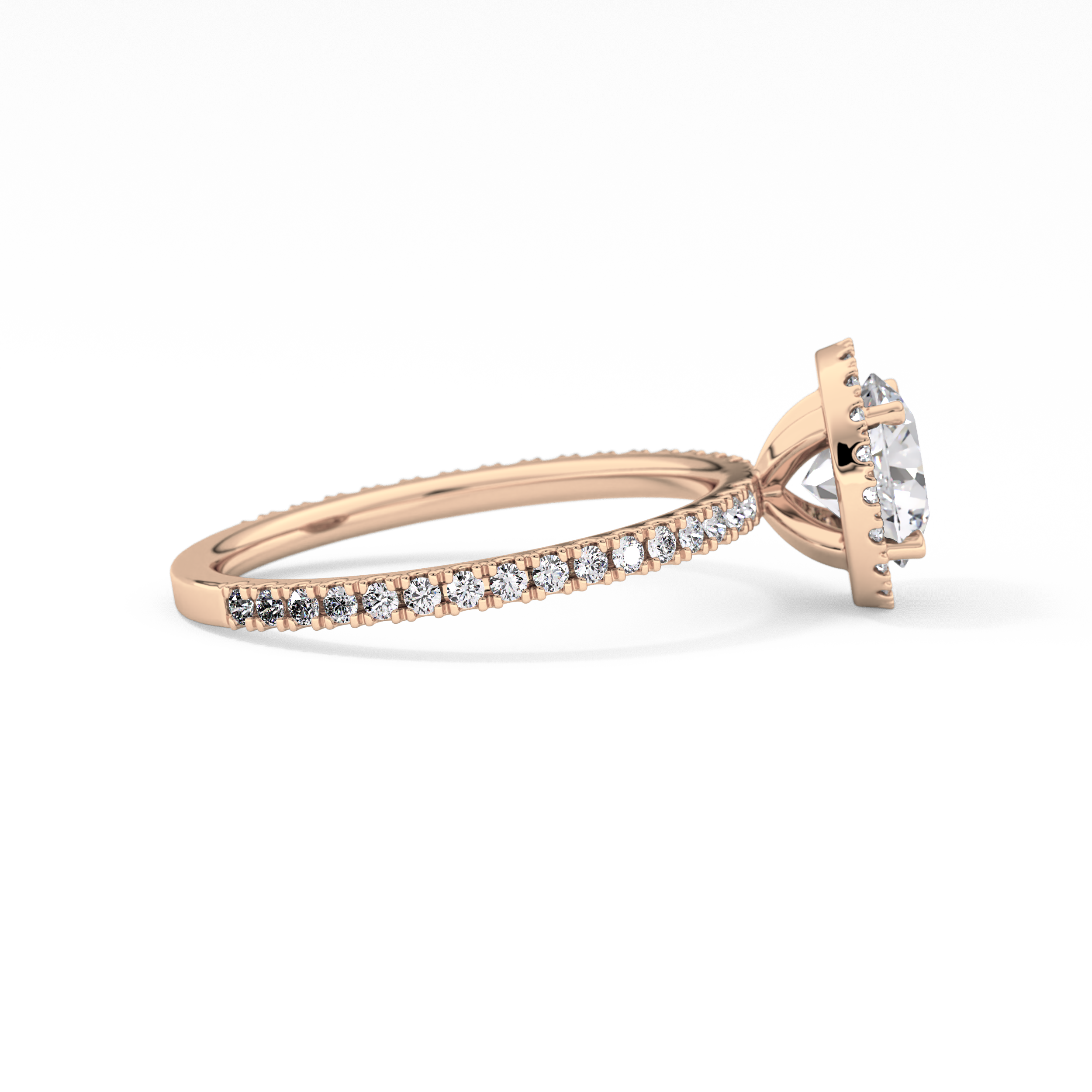 Round Halo & Pave Lab Grown Diamond Engagement Ring