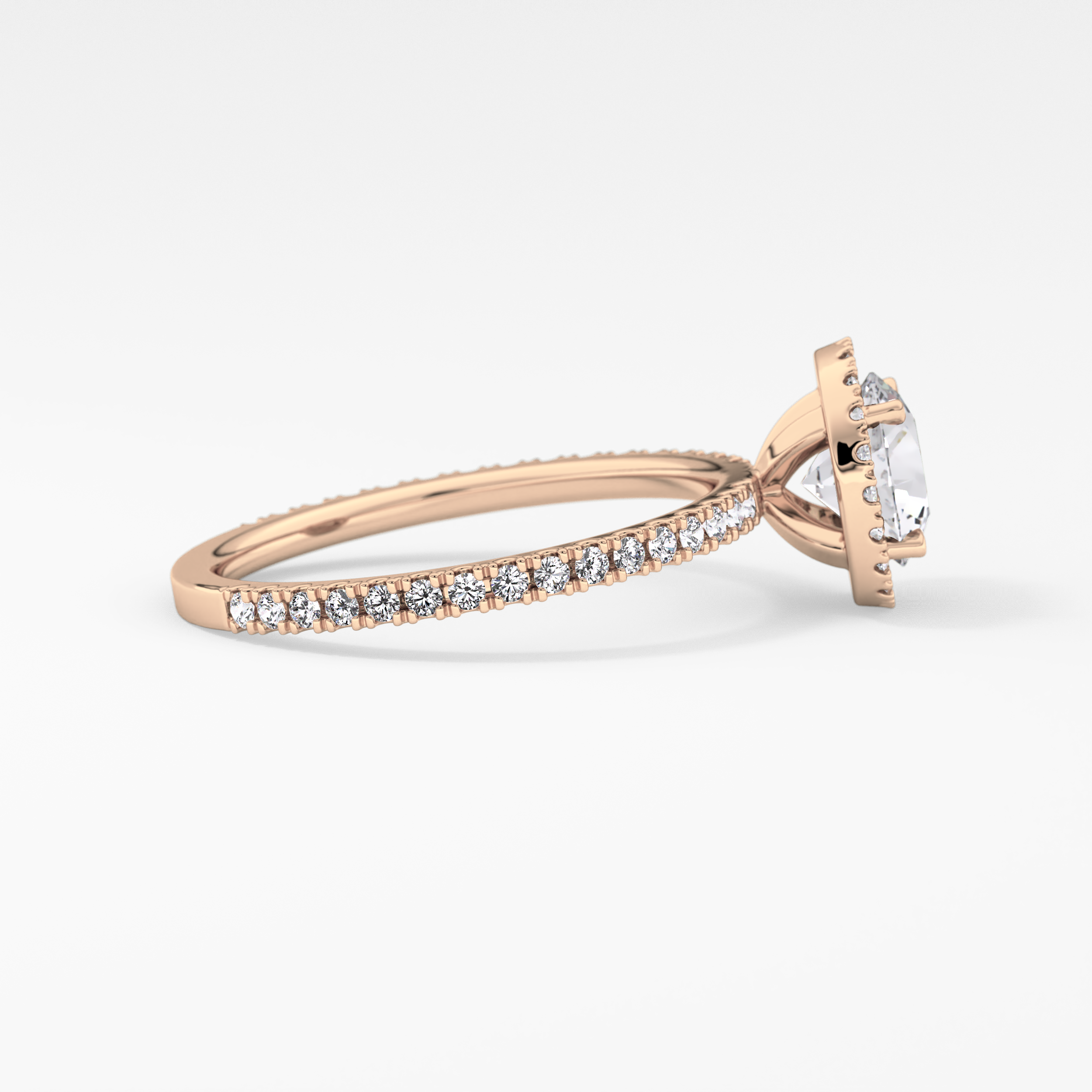 Round Halo & Pave Lab Grown Diamond Engagement Ring