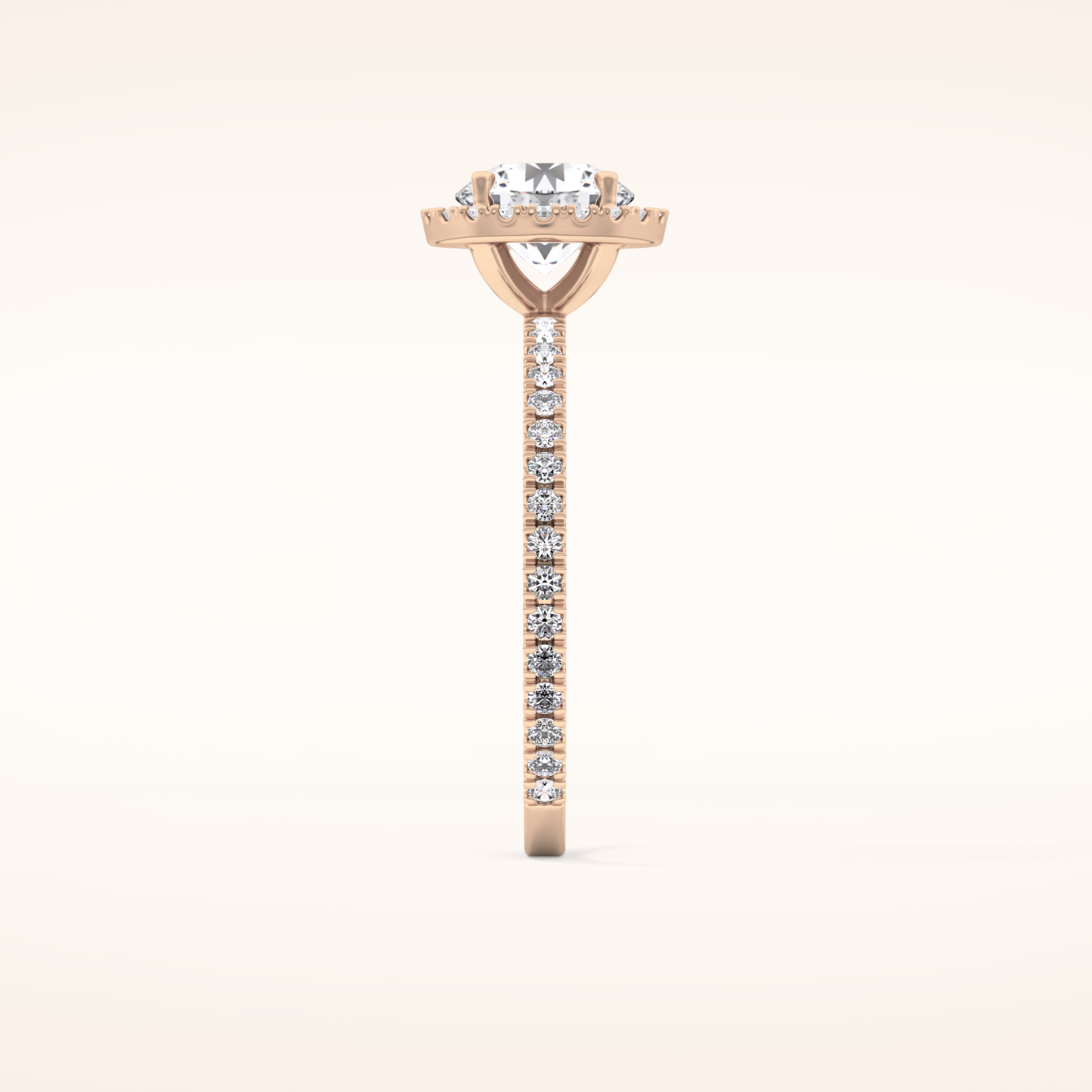 0.72 CT Round Shaped Halo & Pave Moissanite Engagement Ring