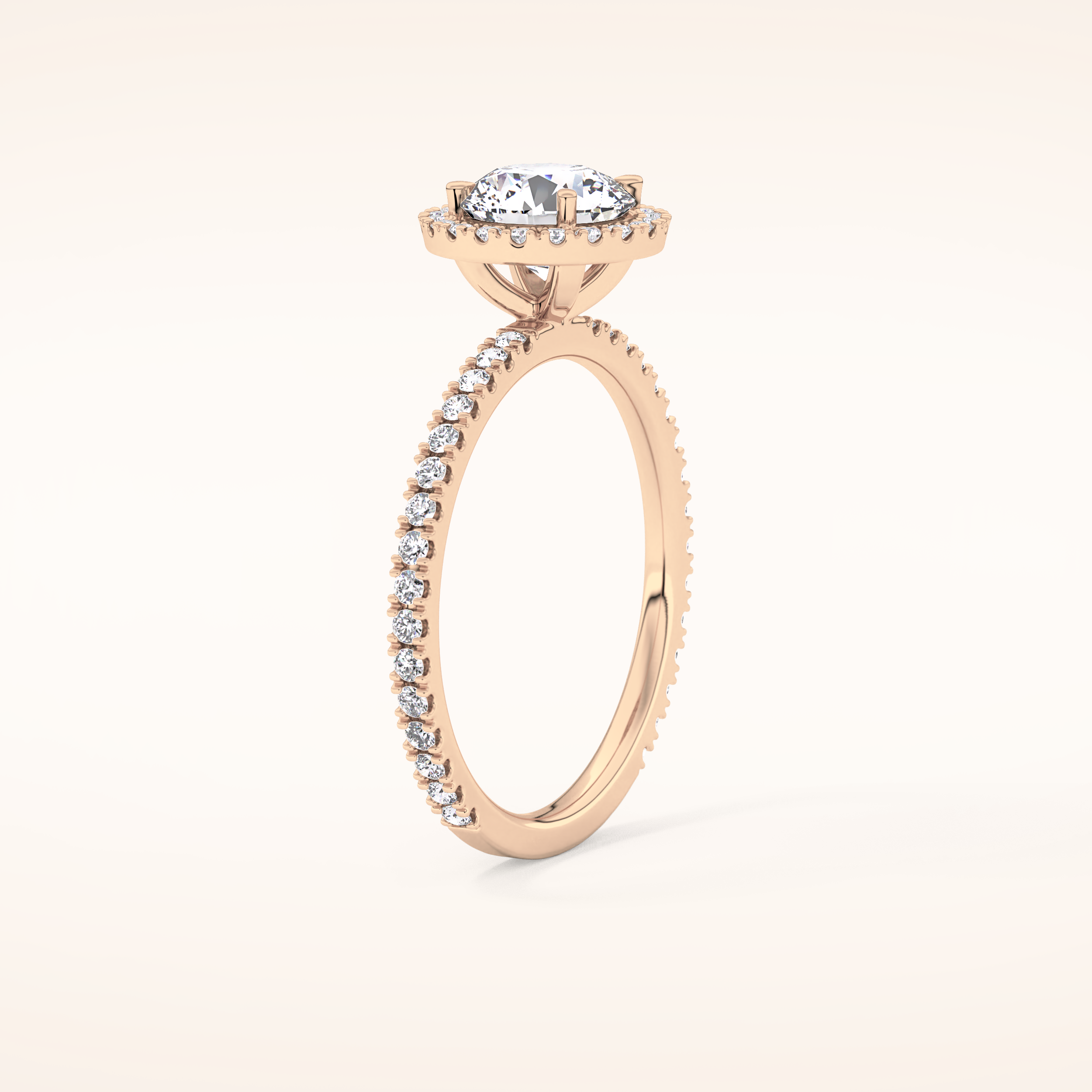 0.72 CT Round Shaped Halo & Pave Moissanite Engagement Ring