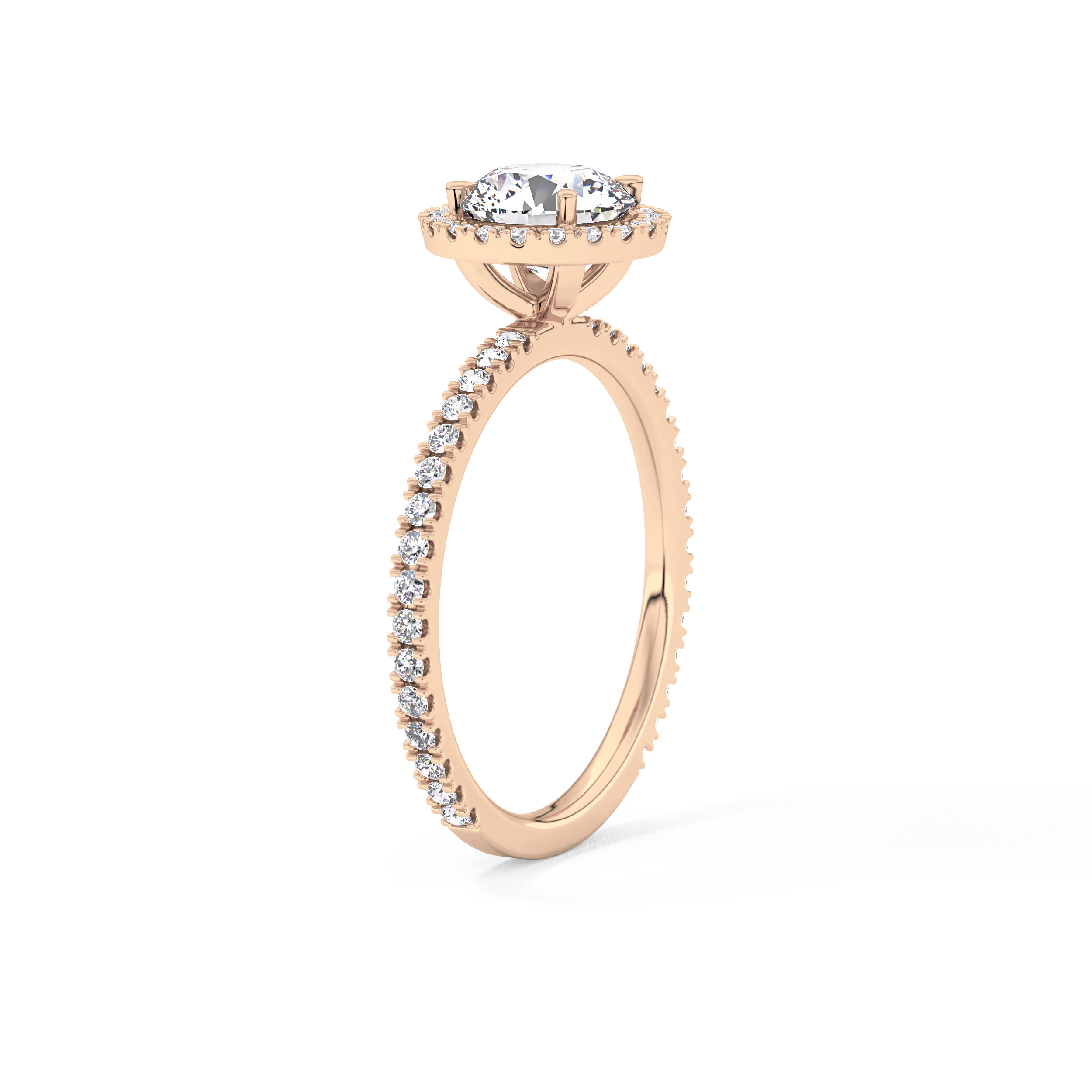Round Halo & Pave Lab Grown Diamond Engagement Ring
