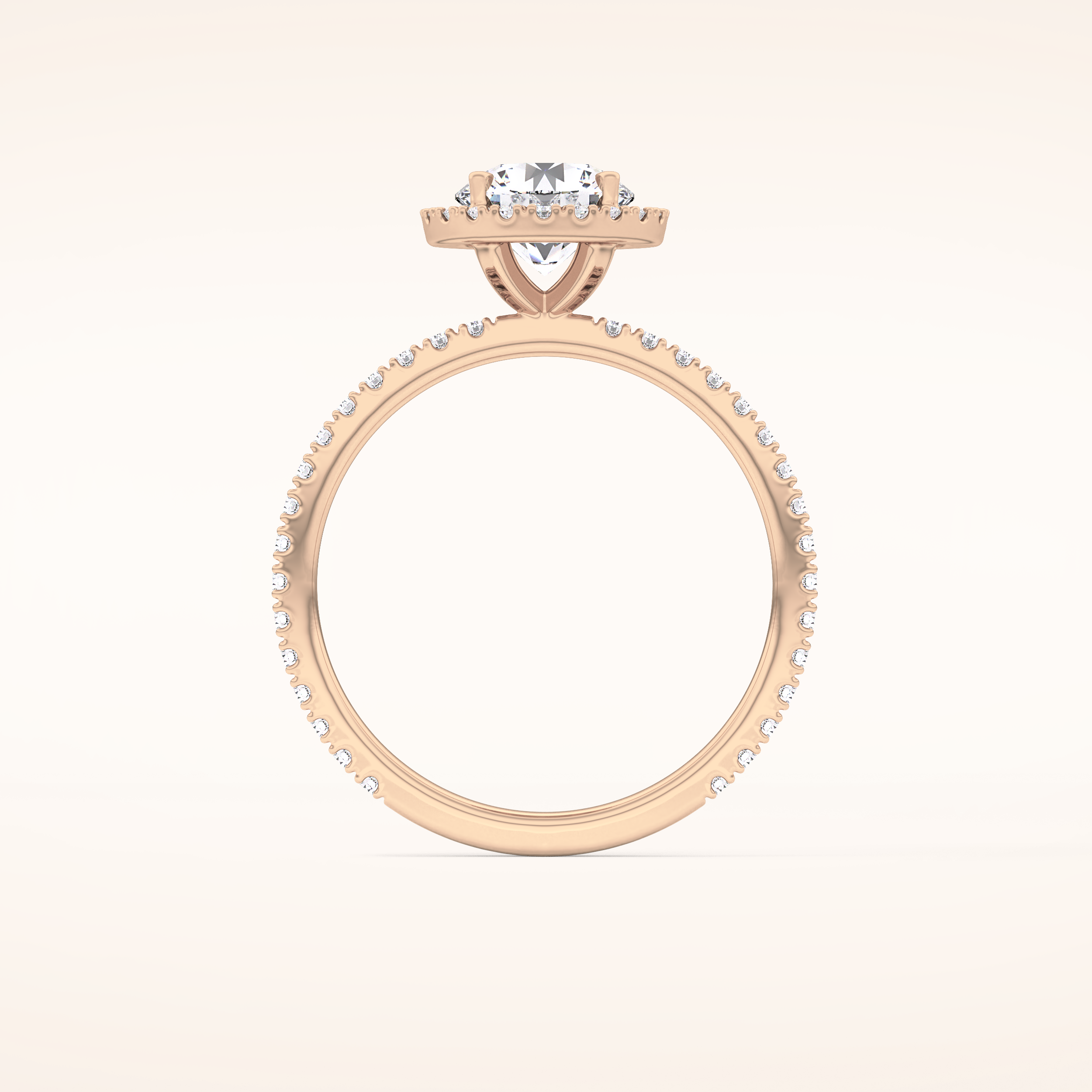 0.72 CT Round Shaped Halo & Pave Moissanite Engagement Ring