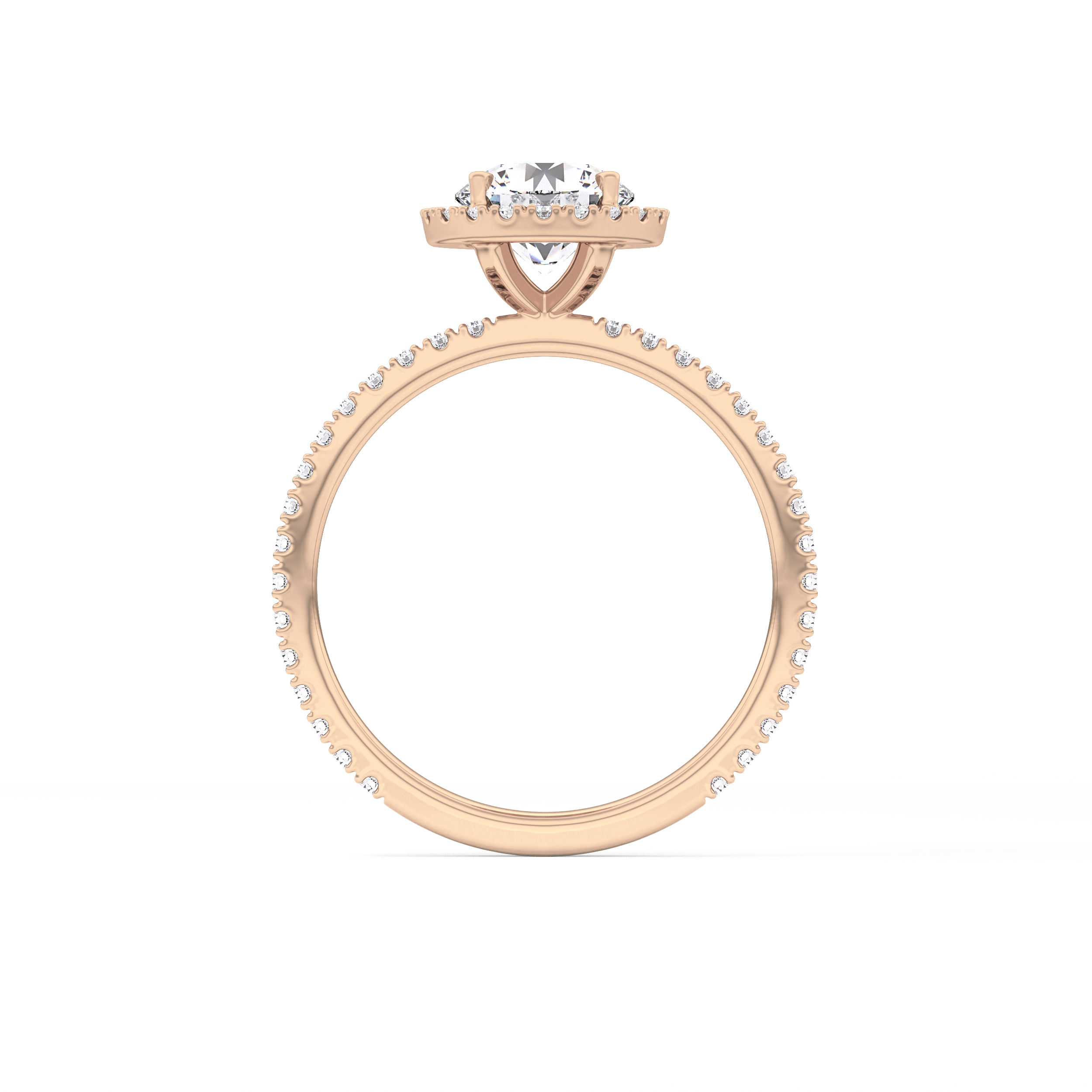 Round Halo & Pave Lab Grown Diamond Engagement Ring