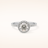 0.72 CT Round Shaped Halo & Pave Moissanite Engagement Ring