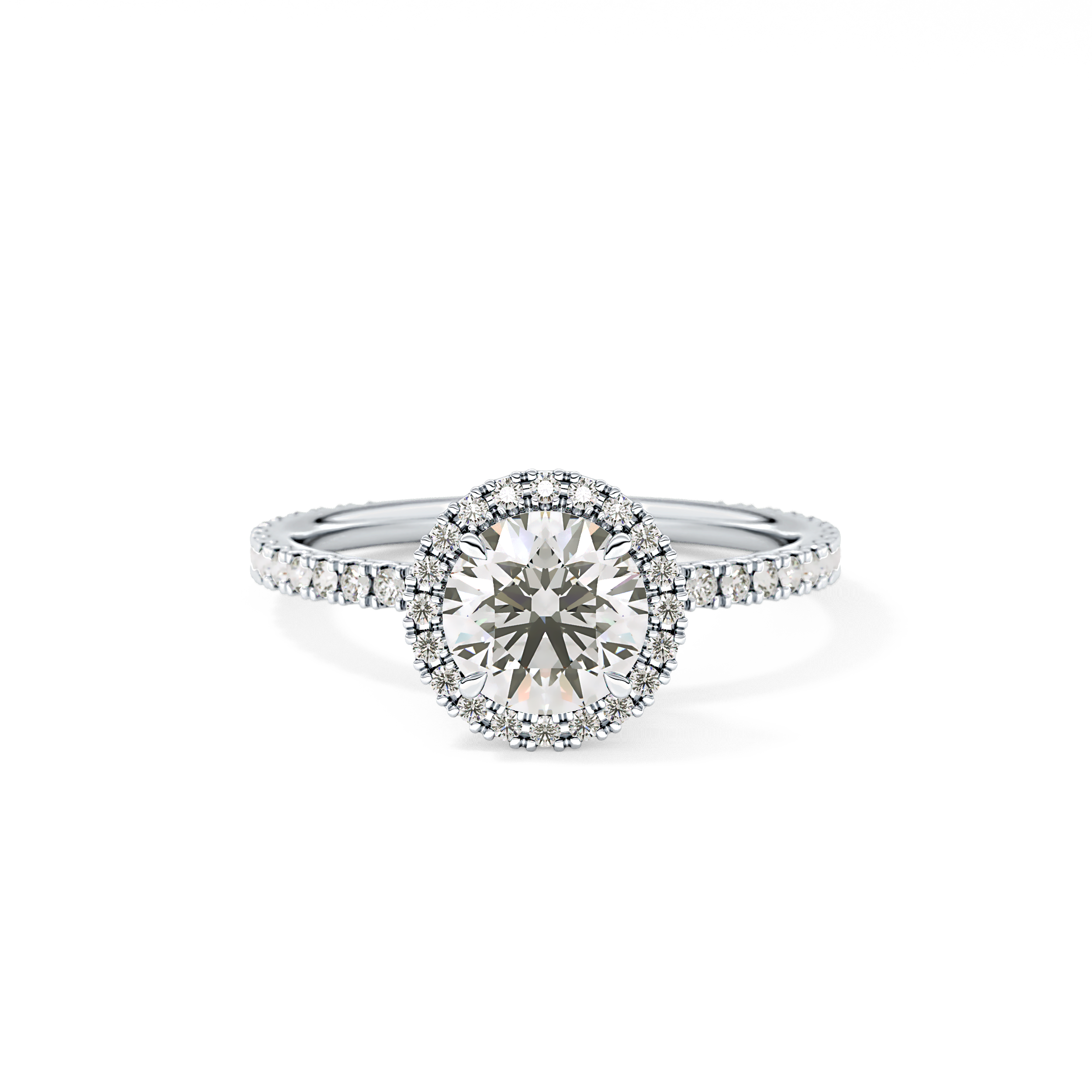 Round Halo & Pave Lab Grown Diamond Engagement Ring