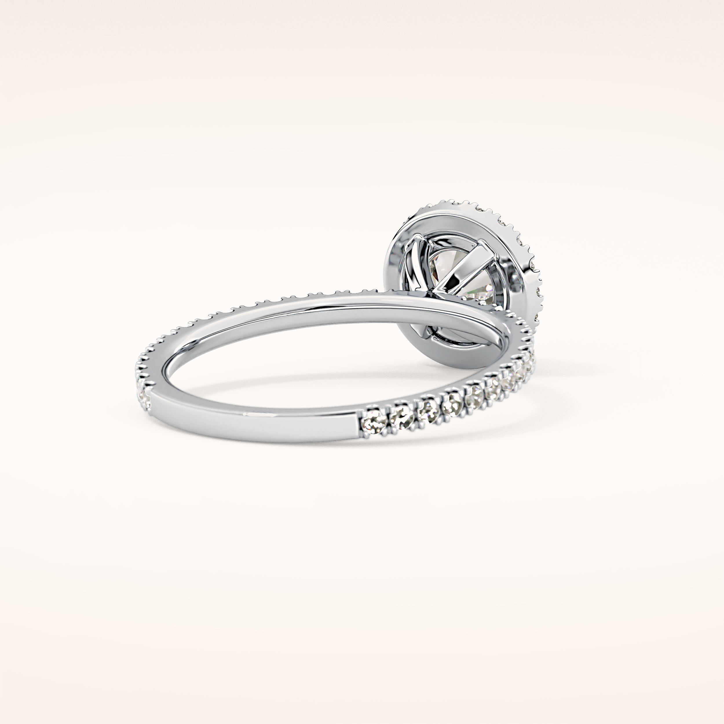 0.72 CT Round Shaped Halo & Pave Moissanite Engagement Ring