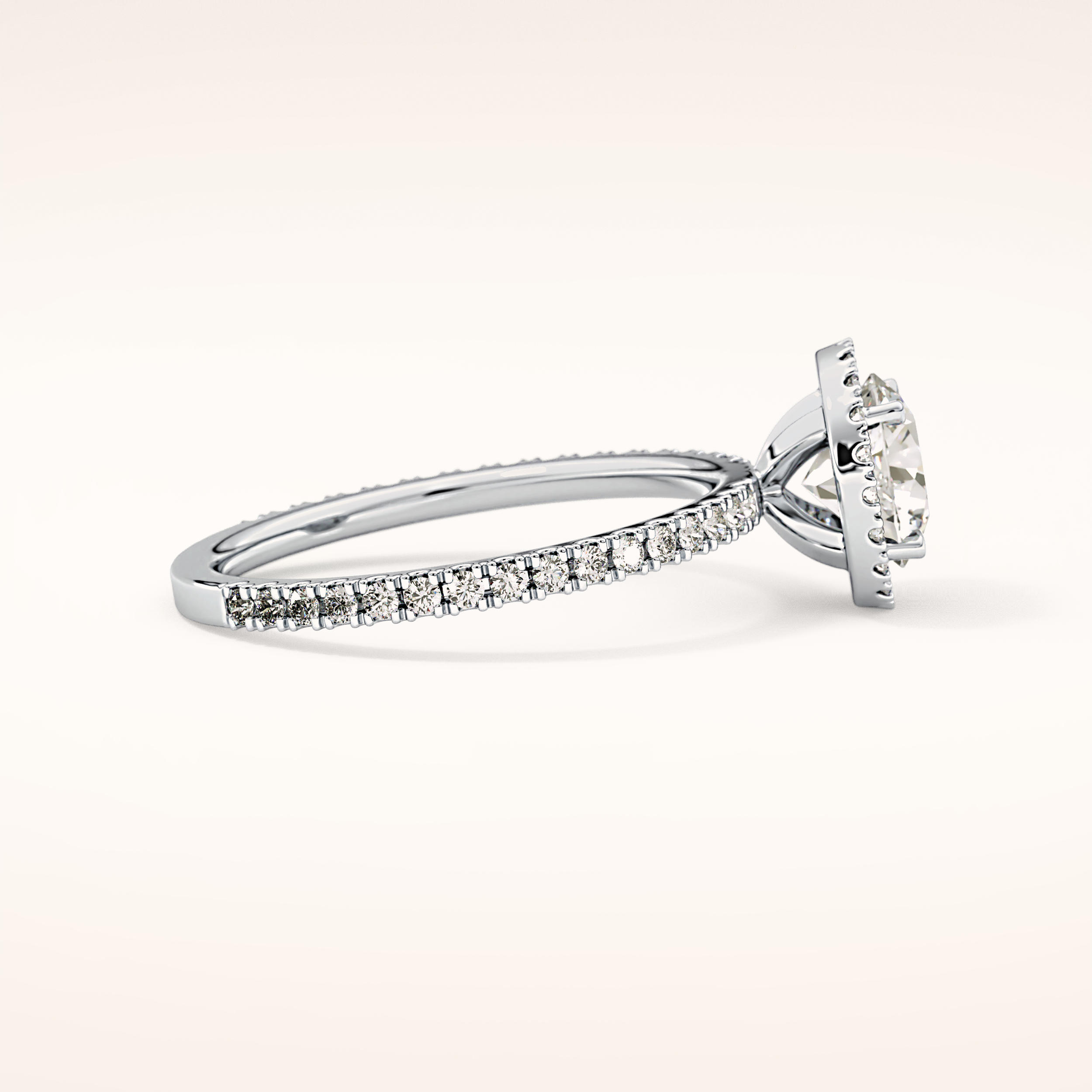 0.72 CT Round Shaped Halo & Pave Moissanite Engagement Ring