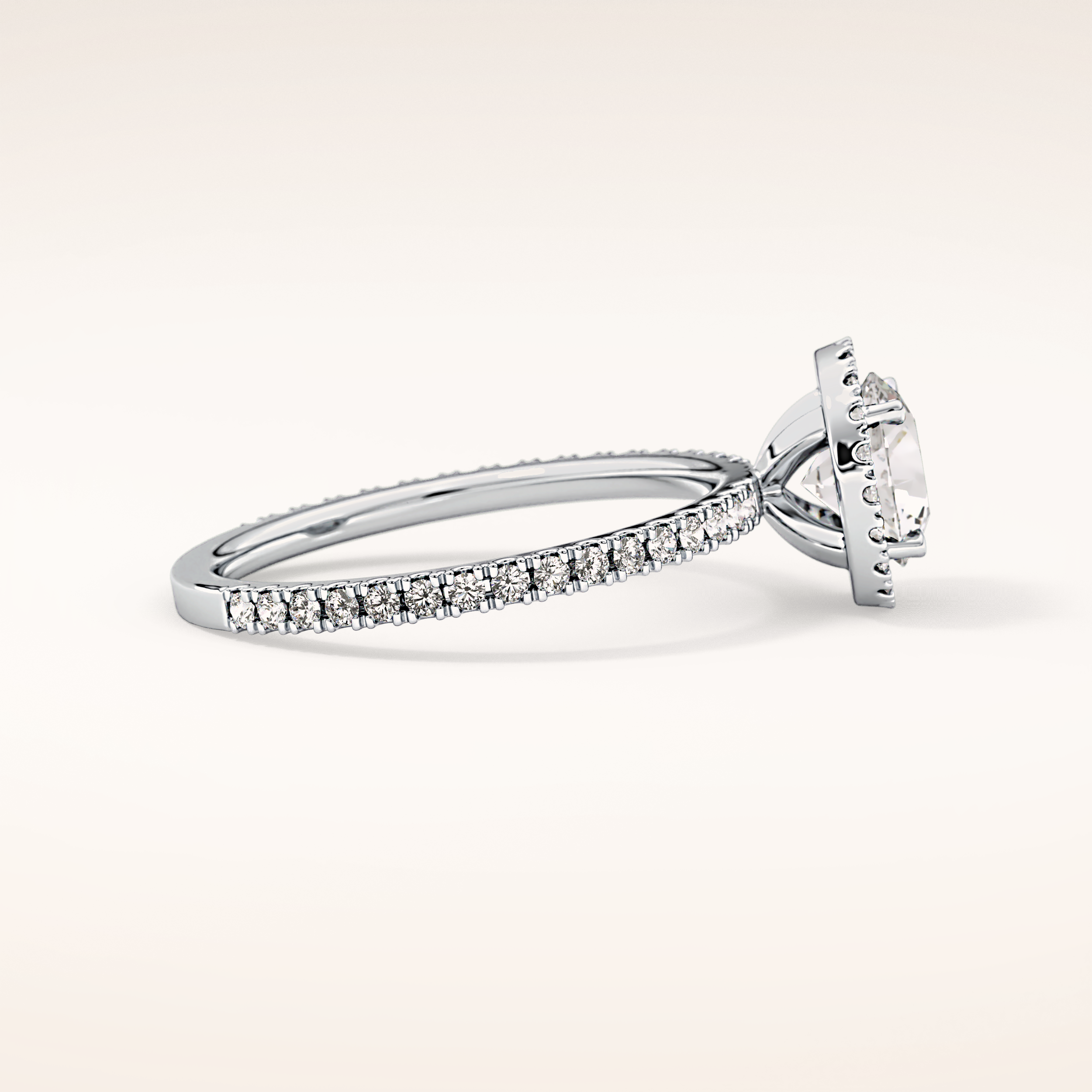 0.72 CT Round Shaped Halo & Pave Moissanite Engagement Ring