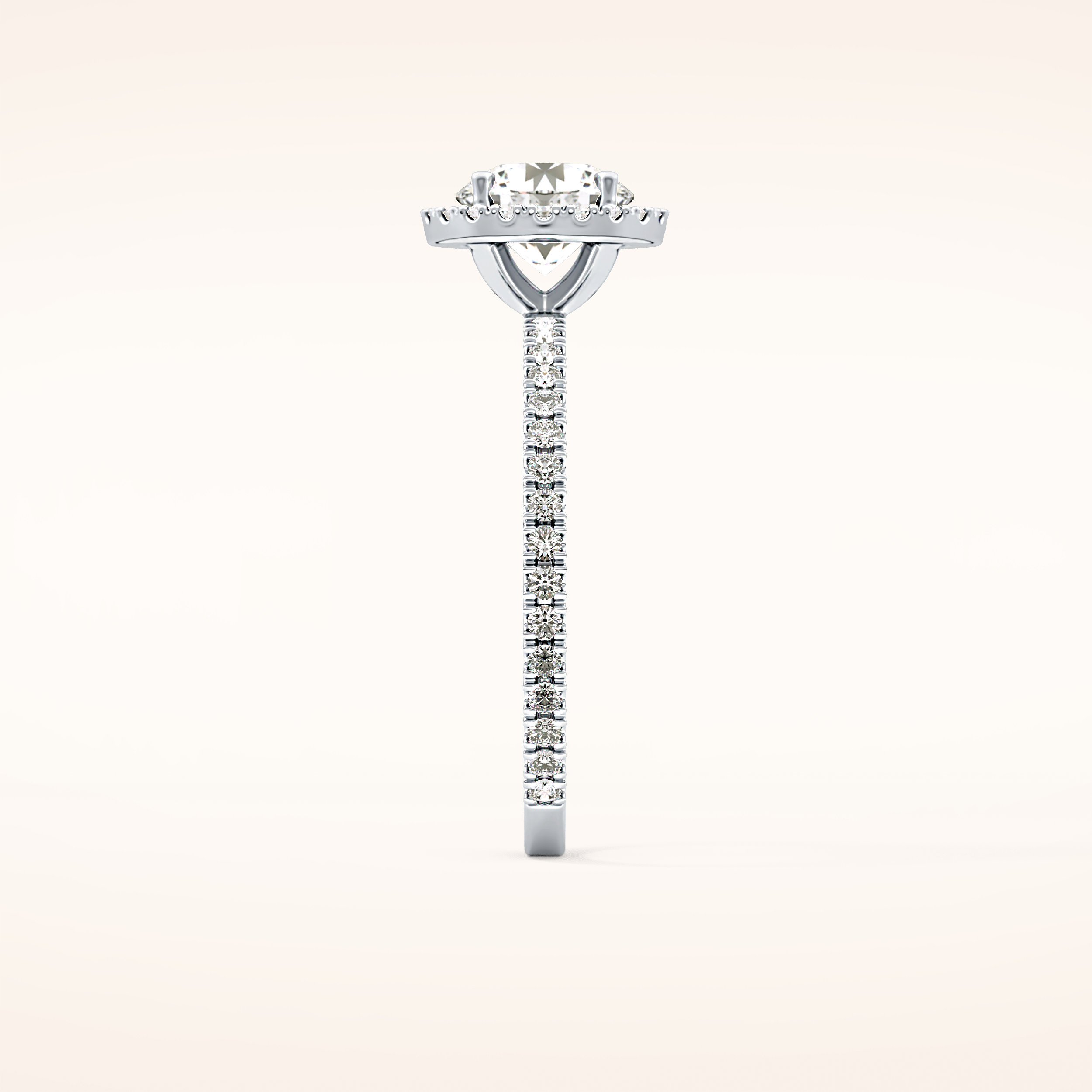 0.72 CT Round Shaped Halo & Pave Moissanite Engagement Ring