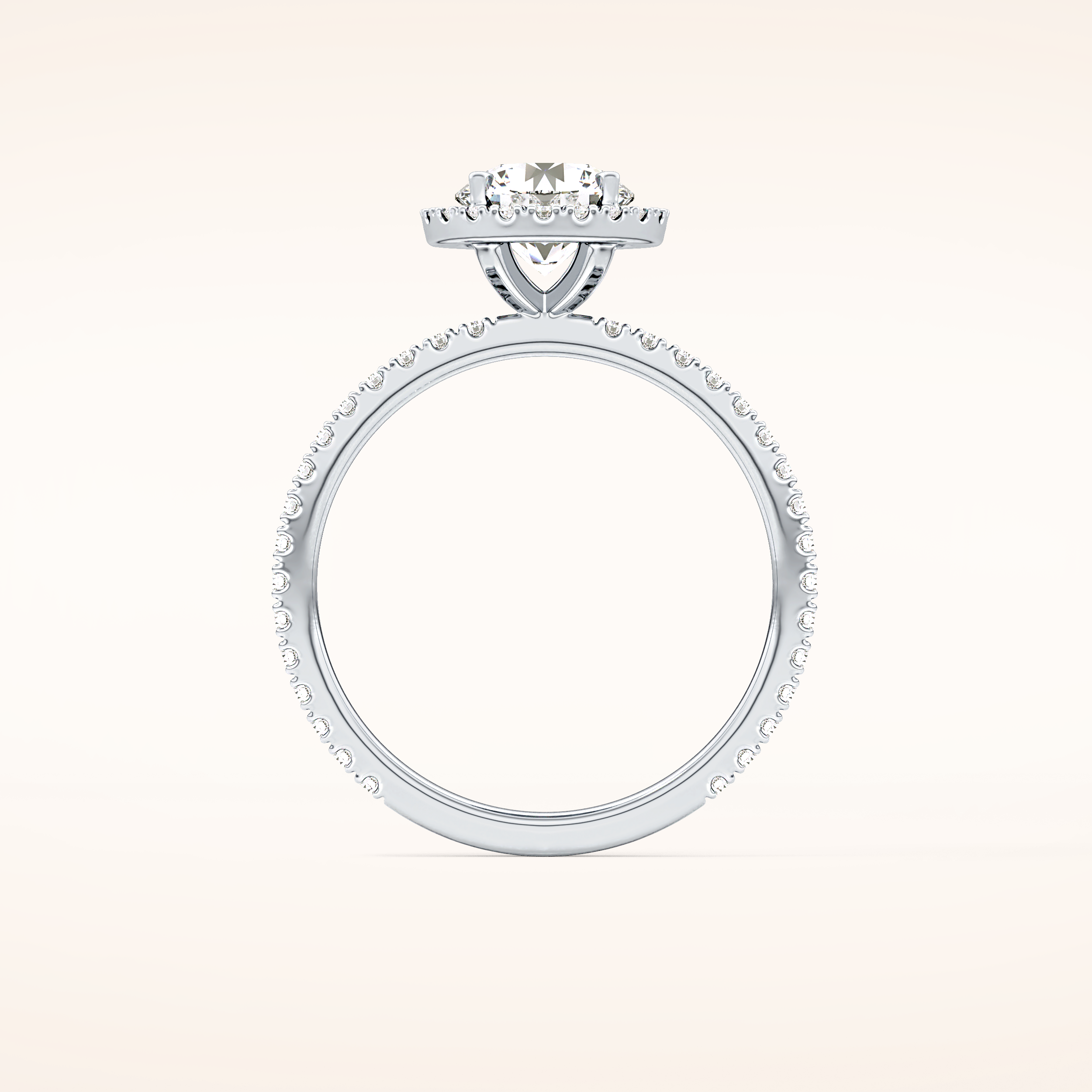 0.72 CT Round Shaped Halo & Pave Moissanite Engagement Ring