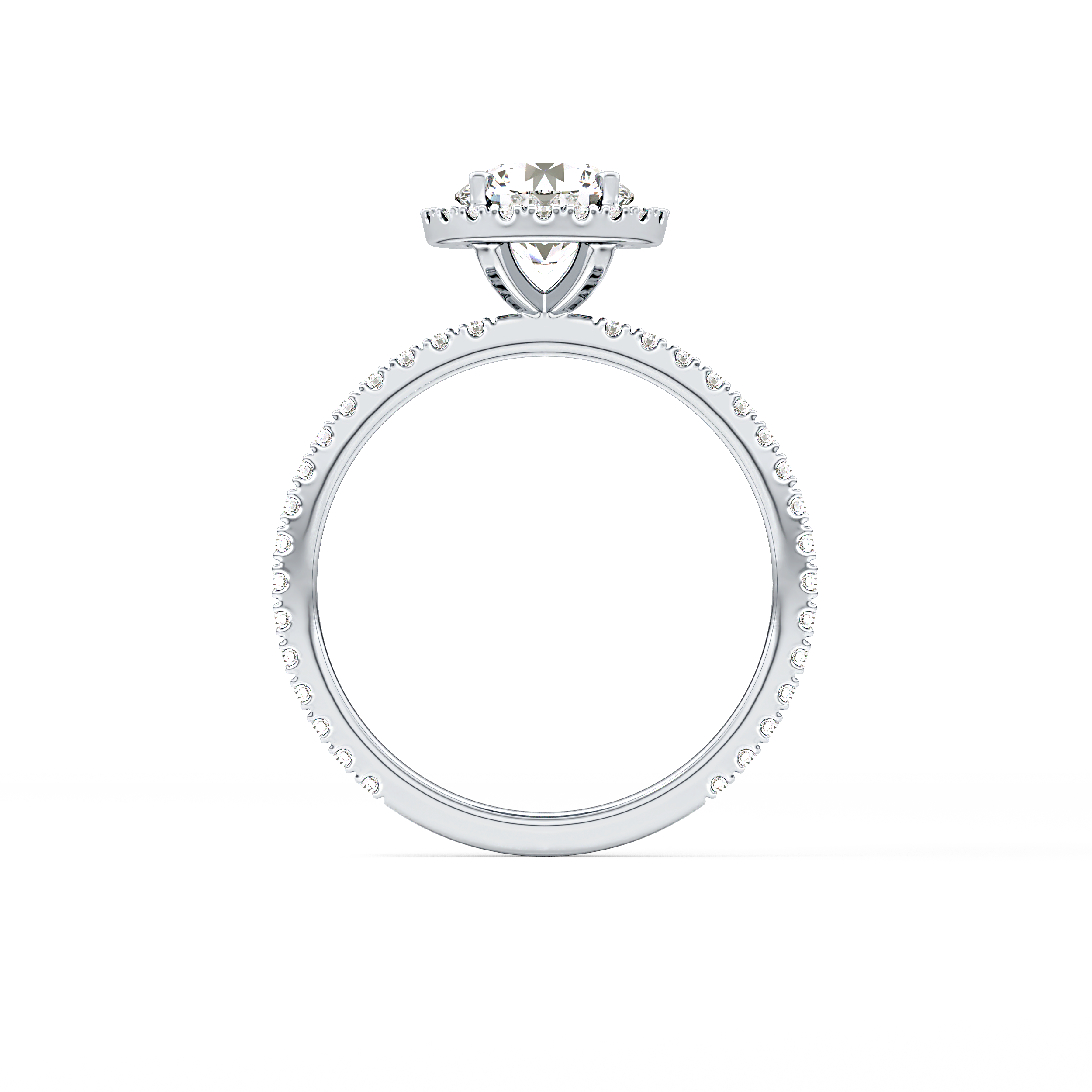 Round Halo & Pave Lab Grown Diamond Engagement Ring