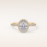 0.91 CT Oval Shaped Halo & Pave Moissanite Engagement Ring