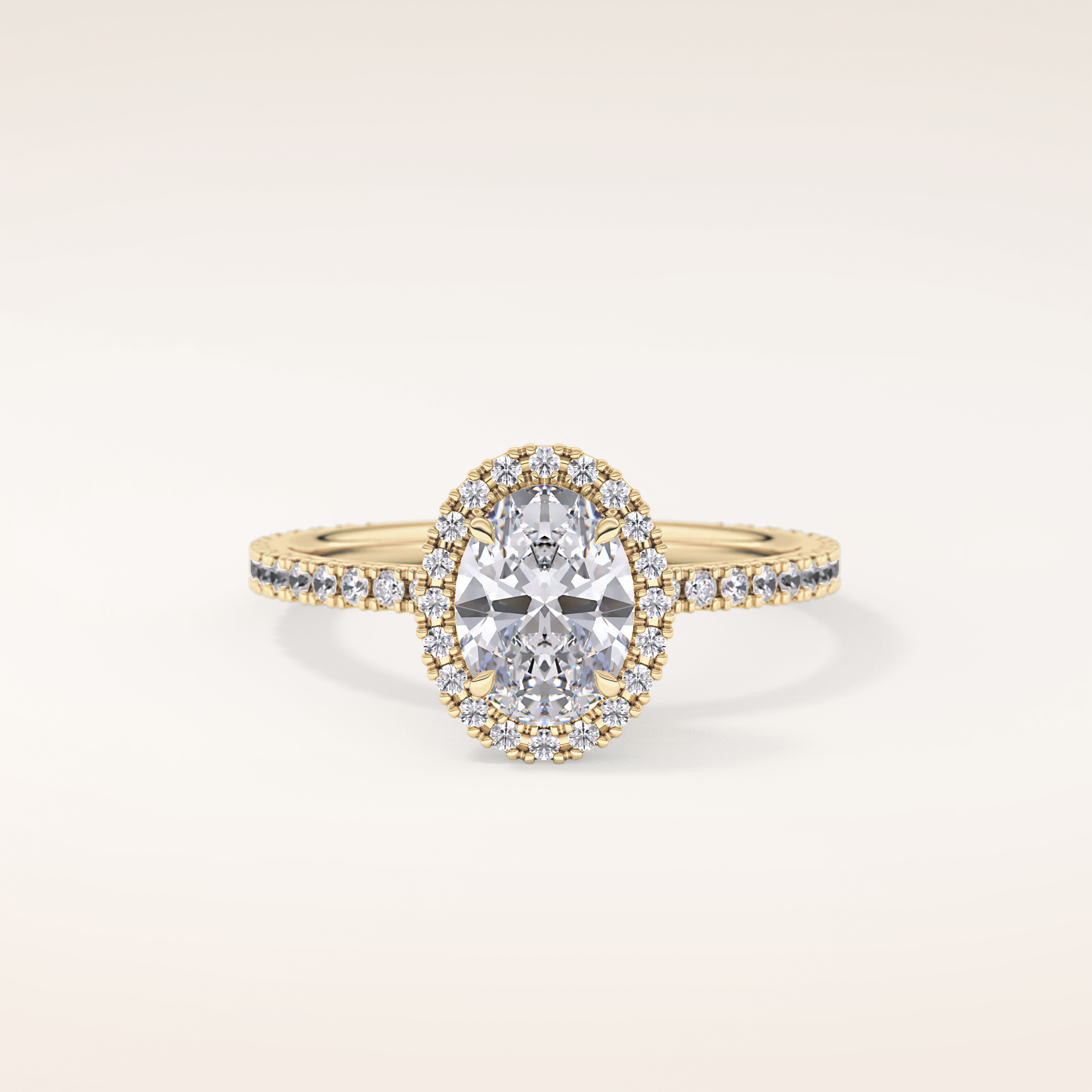 0.91 CT Oval Shaped Halo & Pave Moissanite Engagement Ring