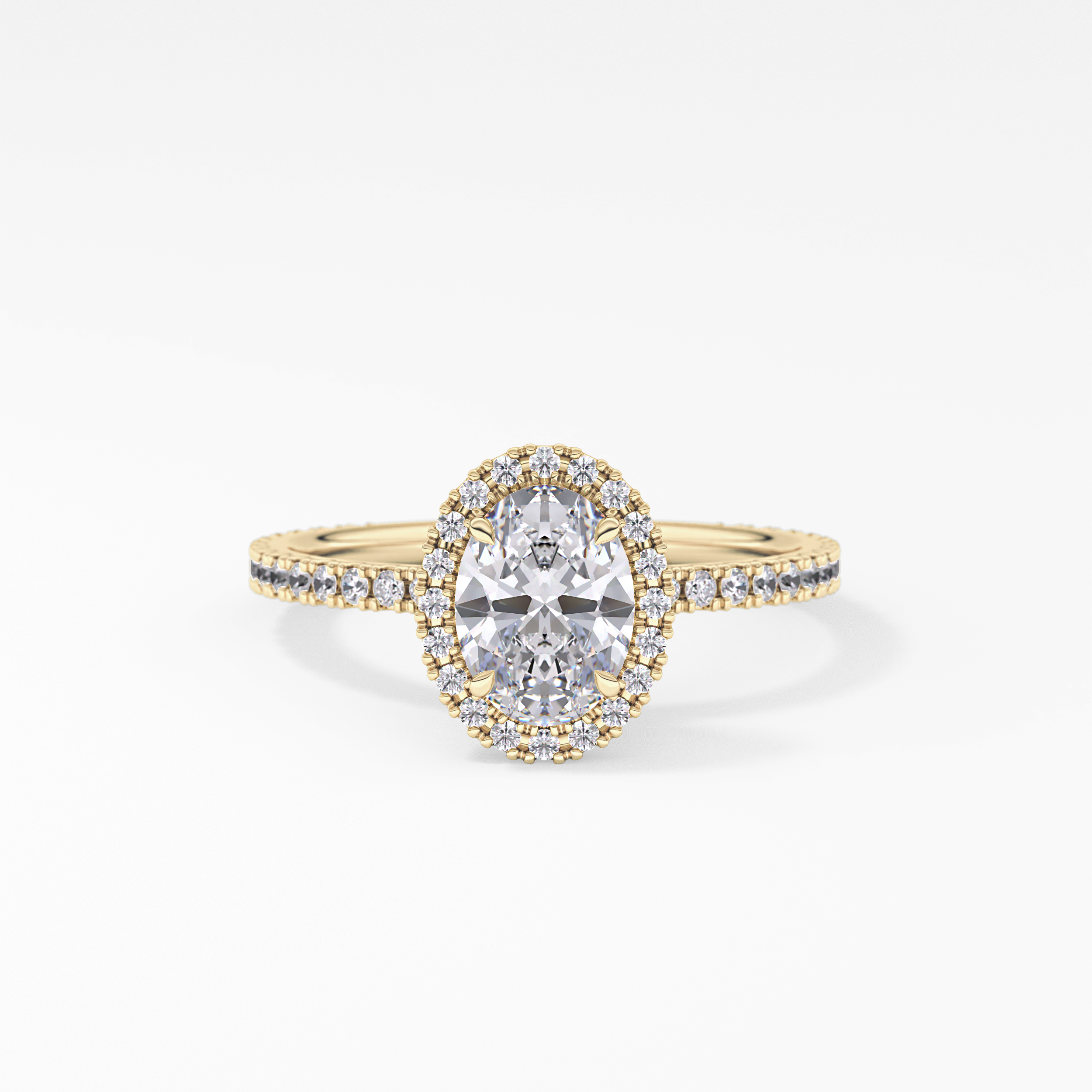 Oval Halo & Pave Lab Grown Diamond Engagement Ring